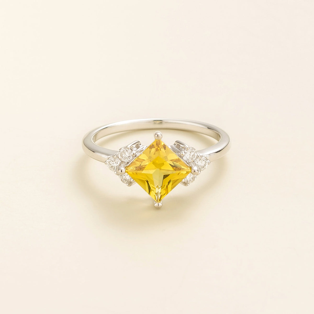 Amore Yellow Sapphire Princess-Cut & Diamond Ring in White Gold