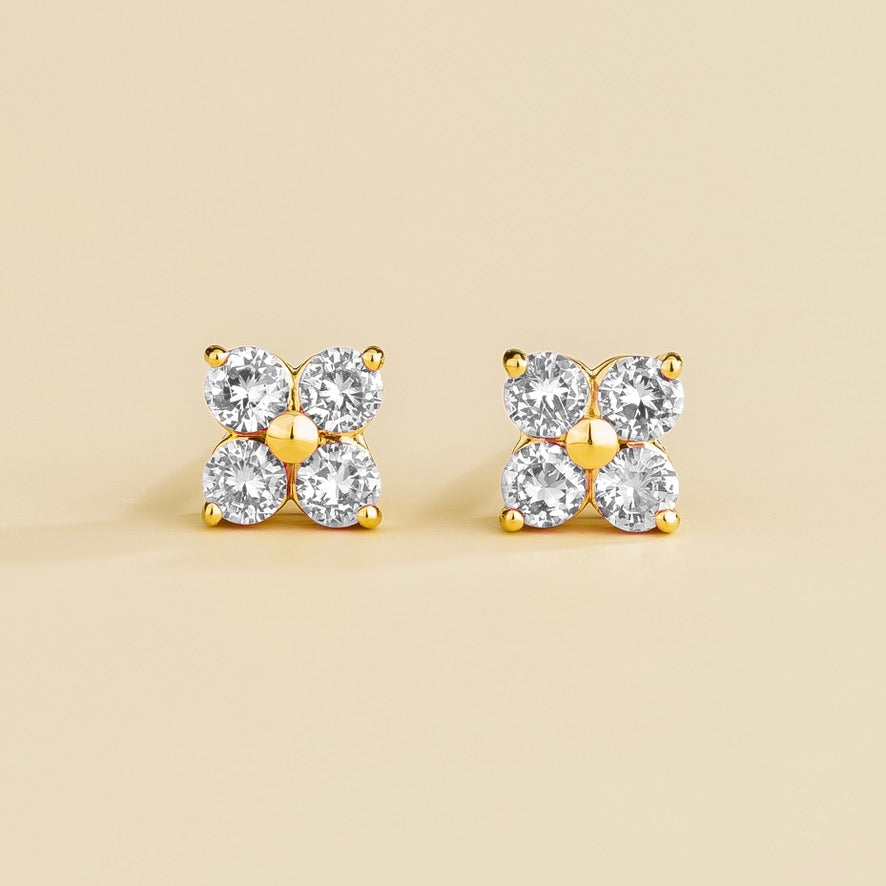 Clover Diamond Earrings In Gold
