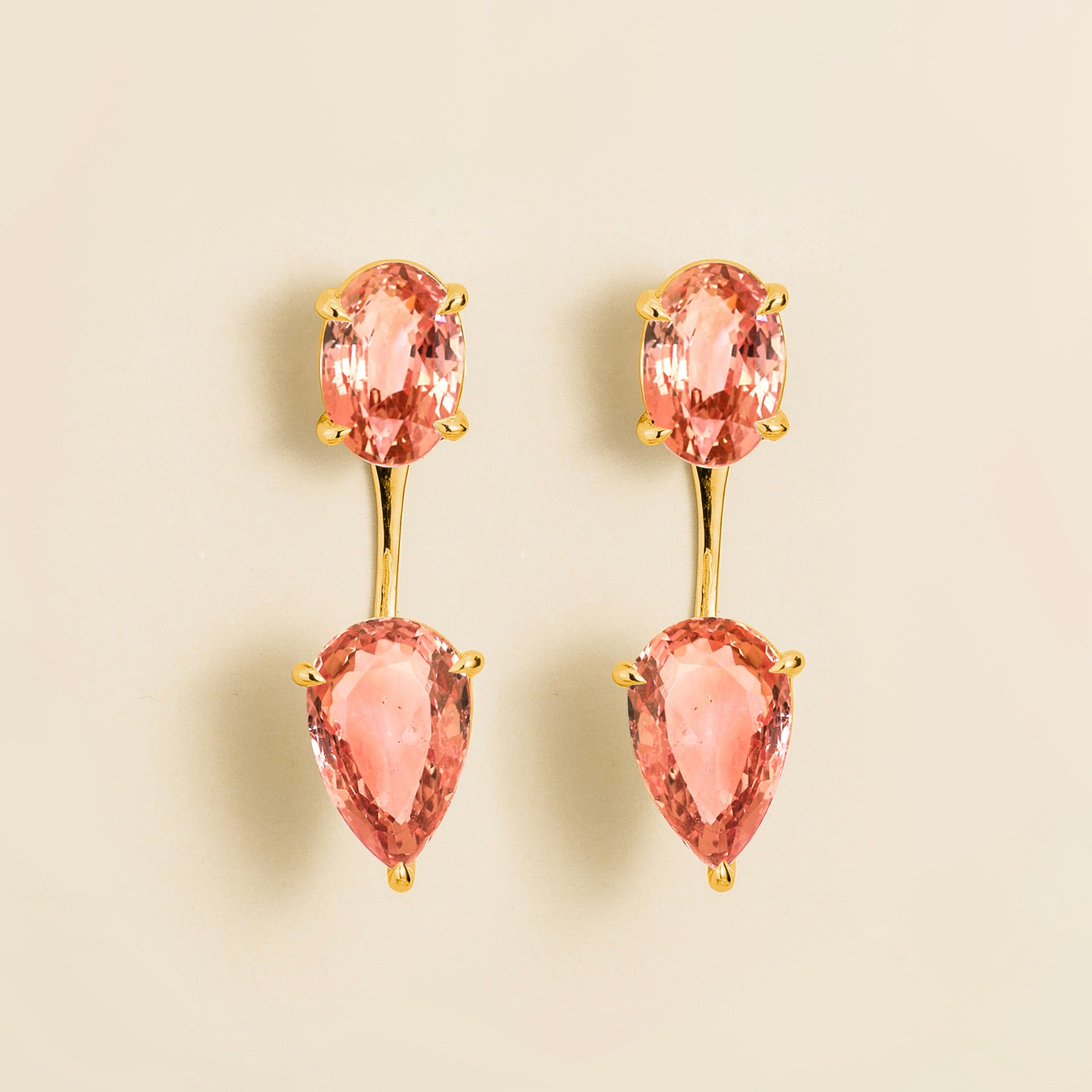 Juli Padparadscha Sapphire Convertible Drop Earrings in Gold