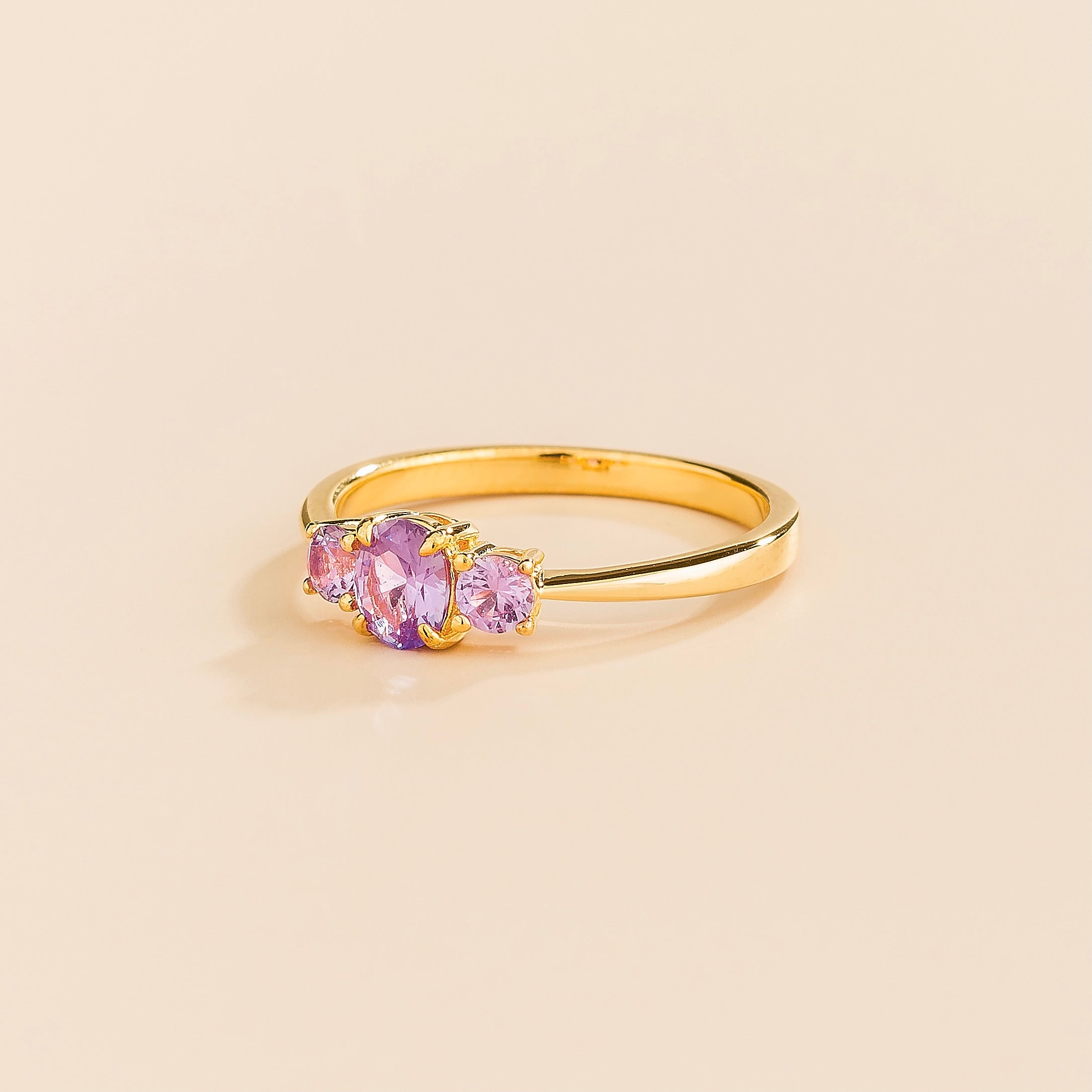 Boble Purple Sapphire Oval Three-Stone Ring in Gold