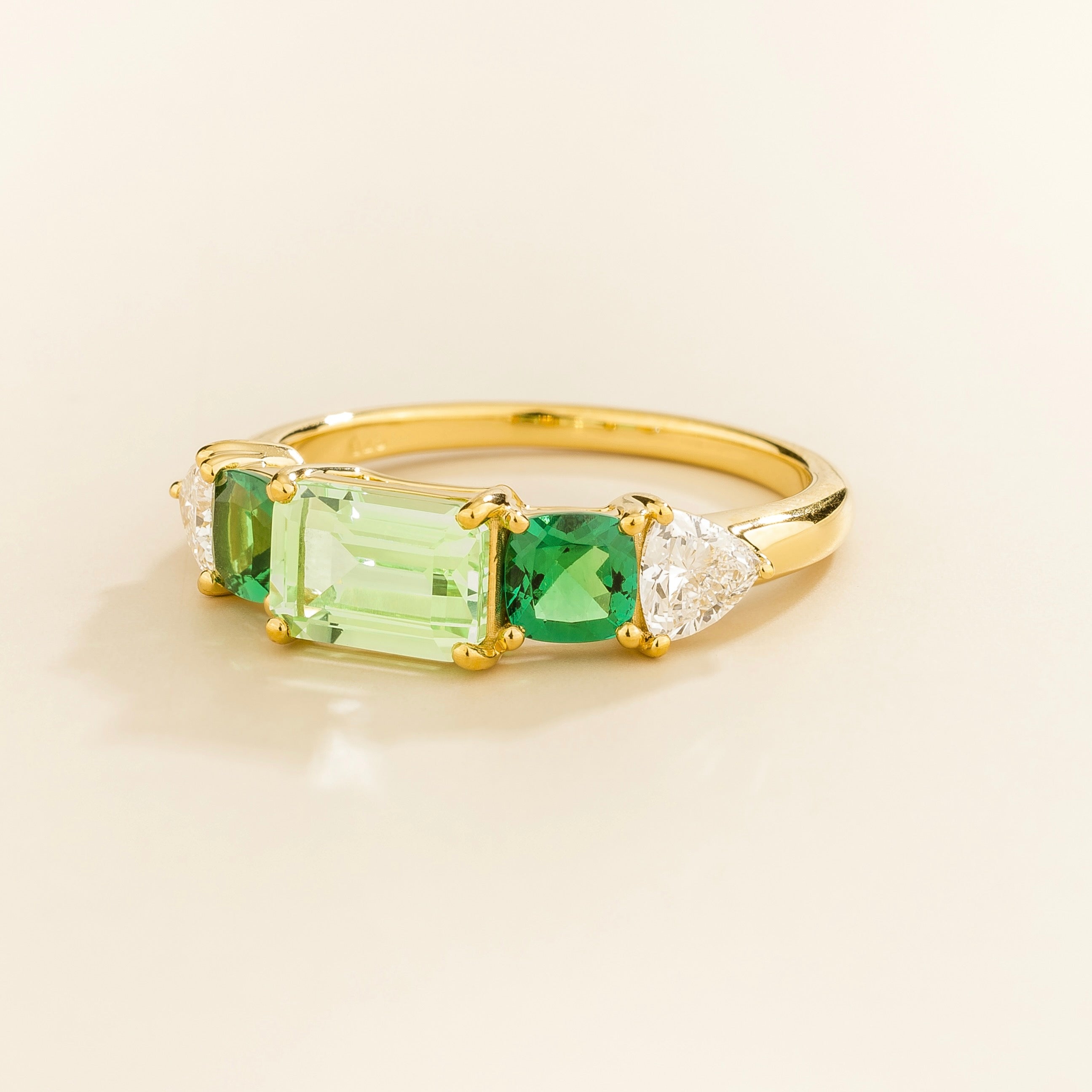 Alexia Ring in Green Sapphire, Emerald & Diamond set in Gold