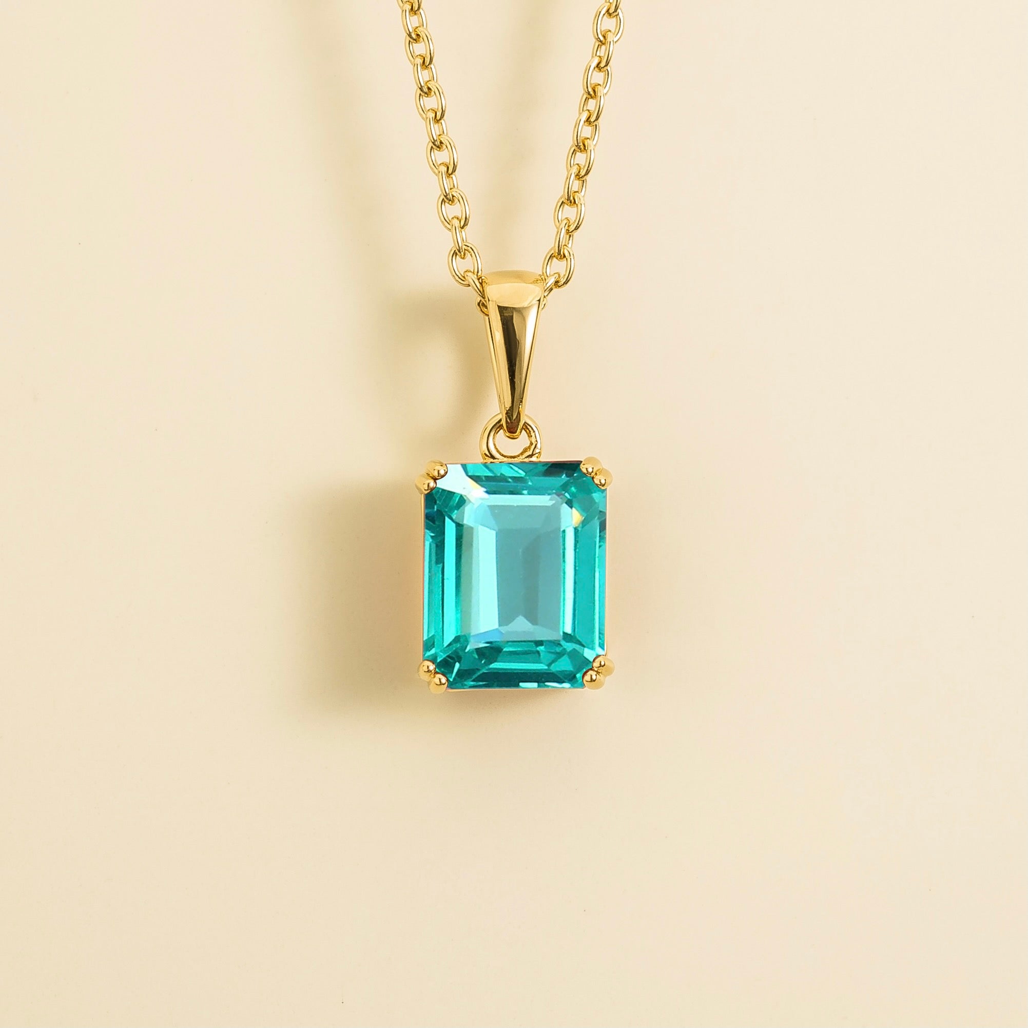 Thamani Paraiba Emerald-Cut Solitaire Pendant Necklace in Gold