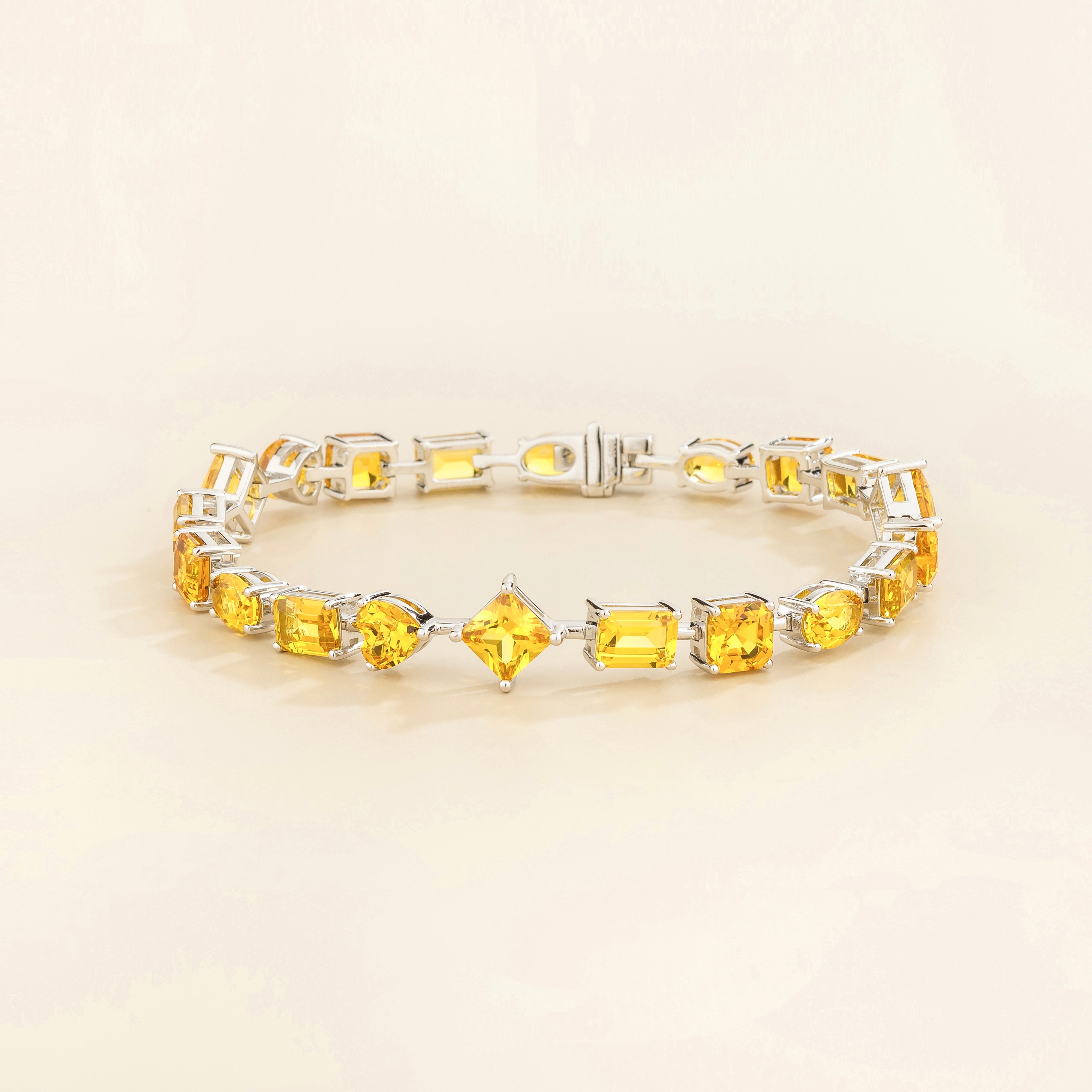 Una Yellow Sapphire Tennis Bracelet In White Gold
