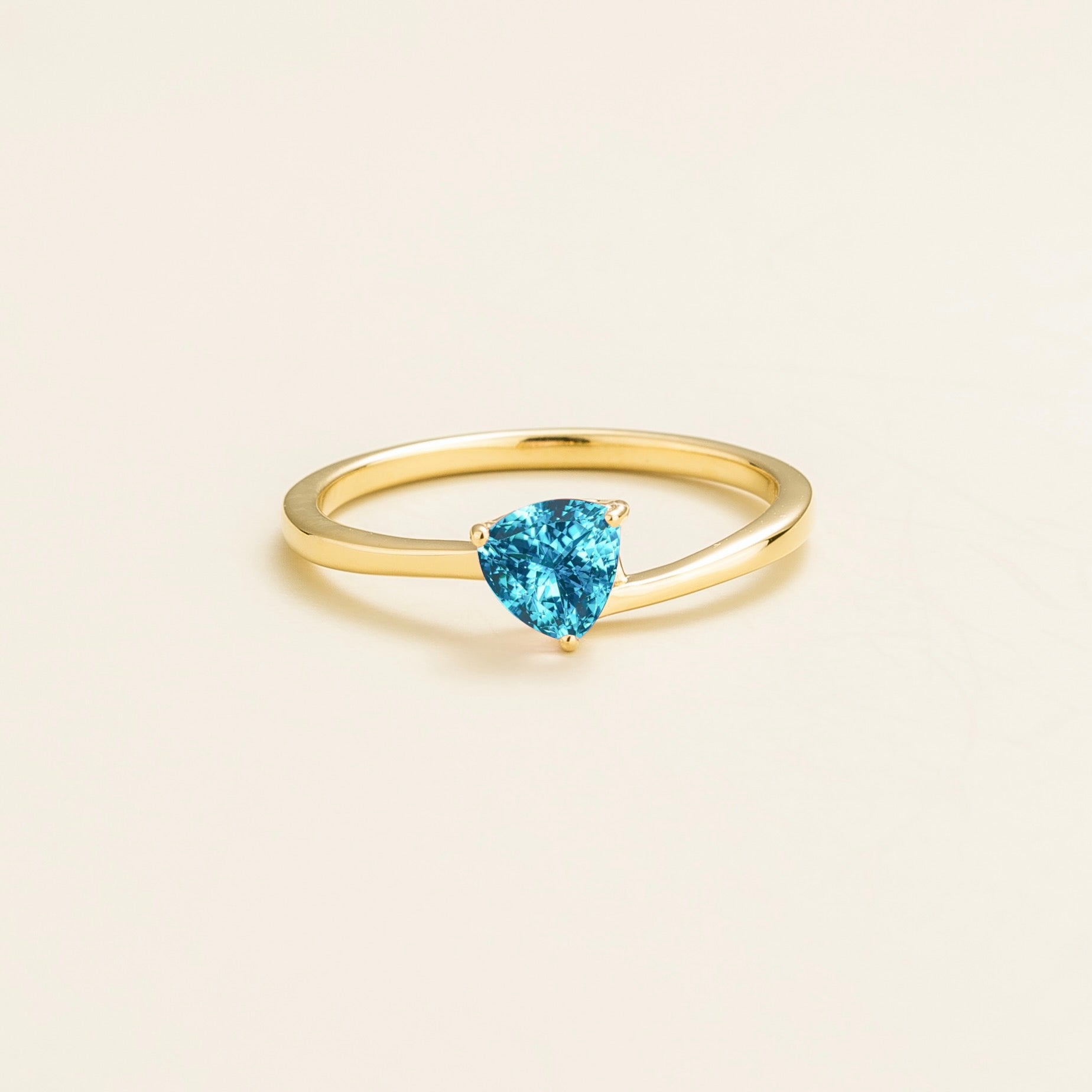 Trillion Paraiba Solitaire Ring in Gold