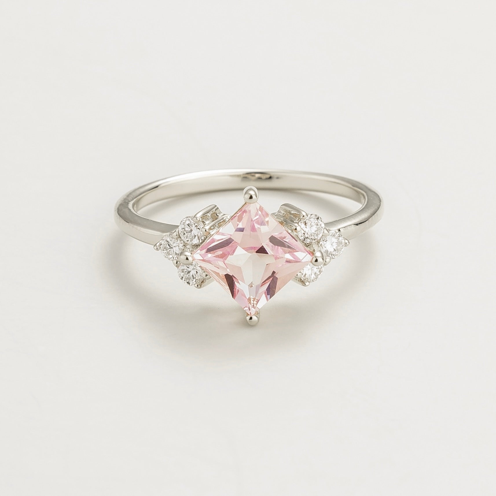Amore Pink Sapphire Princess-Cut & Diamond Ring in White Gold
