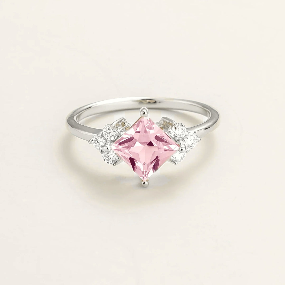 Amore pink sapphire princess-cut & diamond ring in white gold