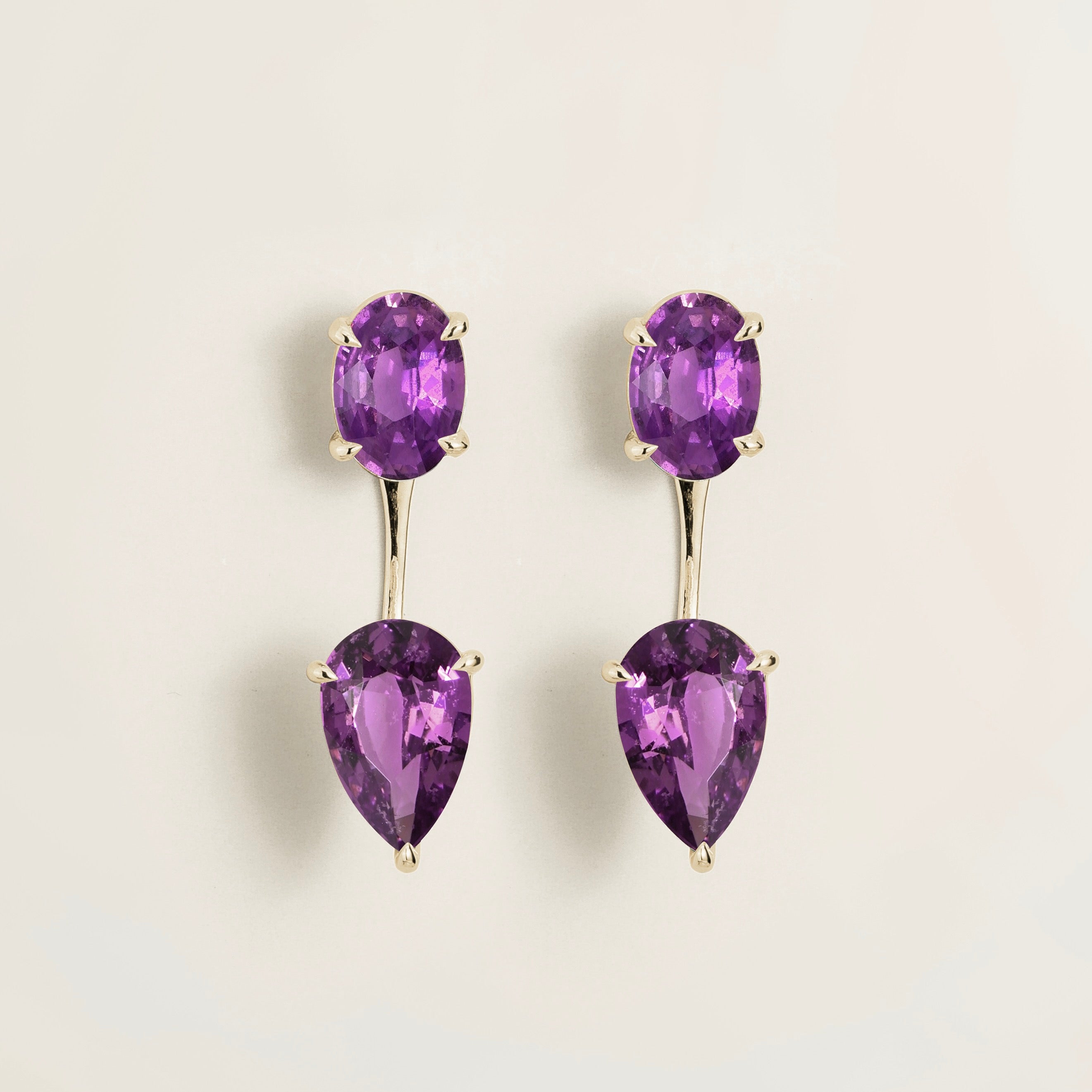 Juli Purple Sapphire Convertible Drop Earrings in White Gold