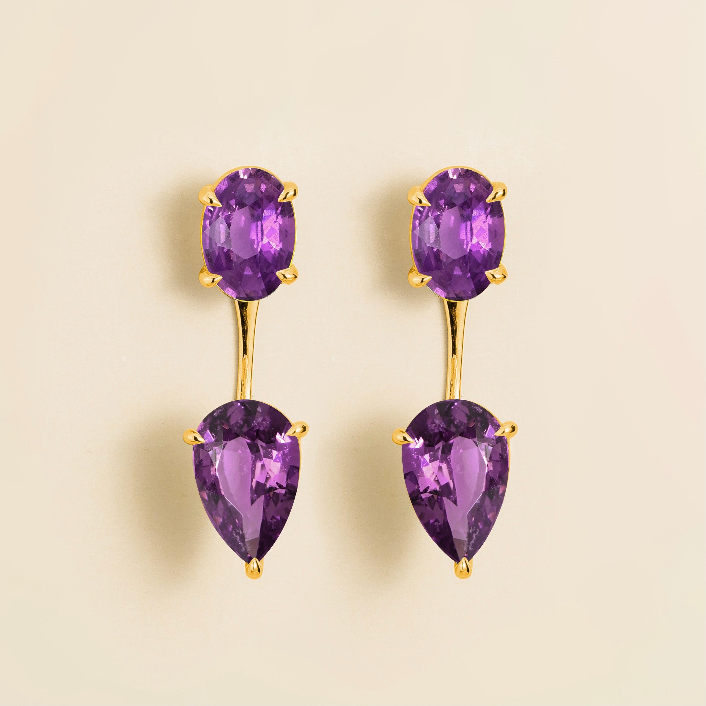 Juli Purple Sapphire Convertible Drop Earrings in Gold