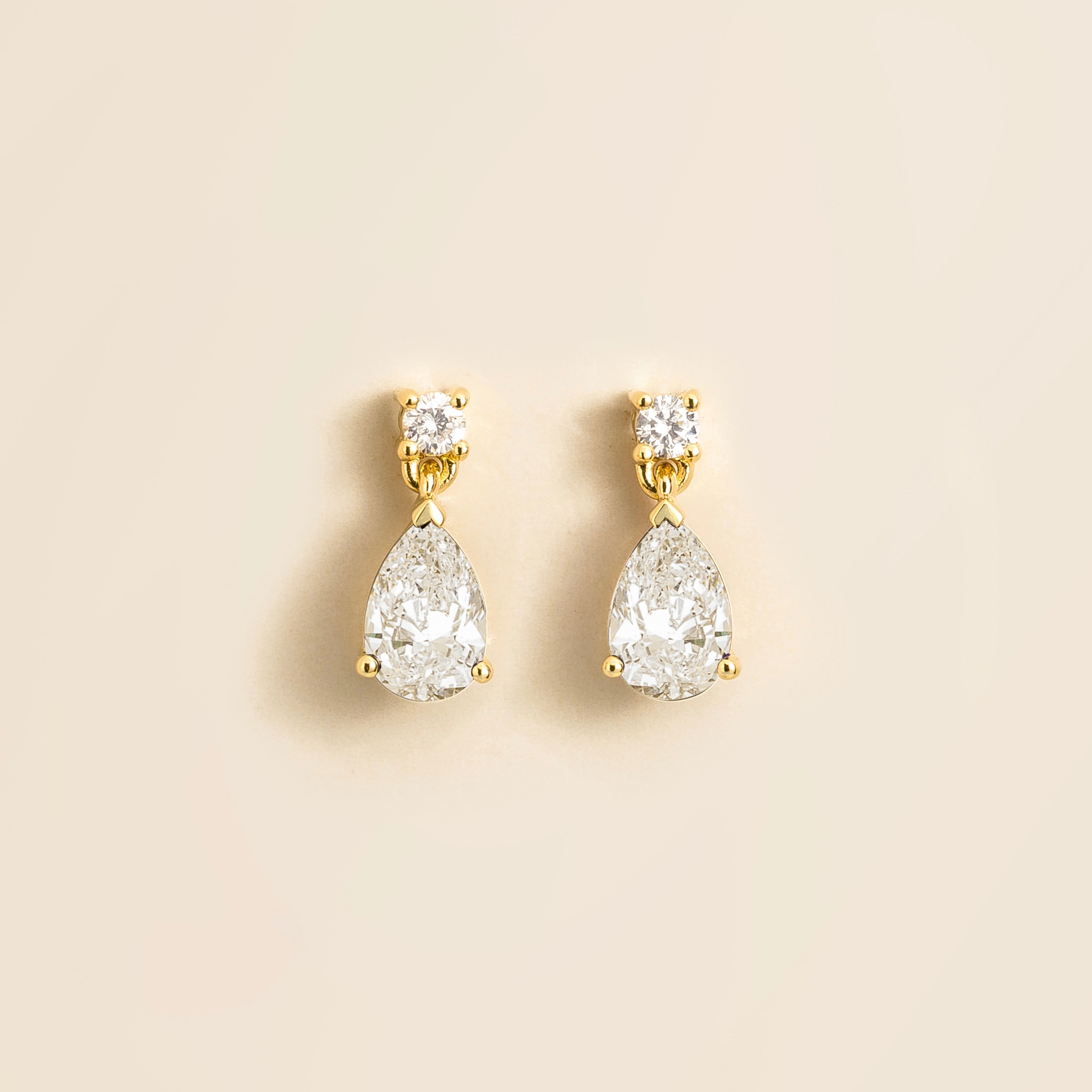 Pisa Diamond Pear Drop Earrings in Gold