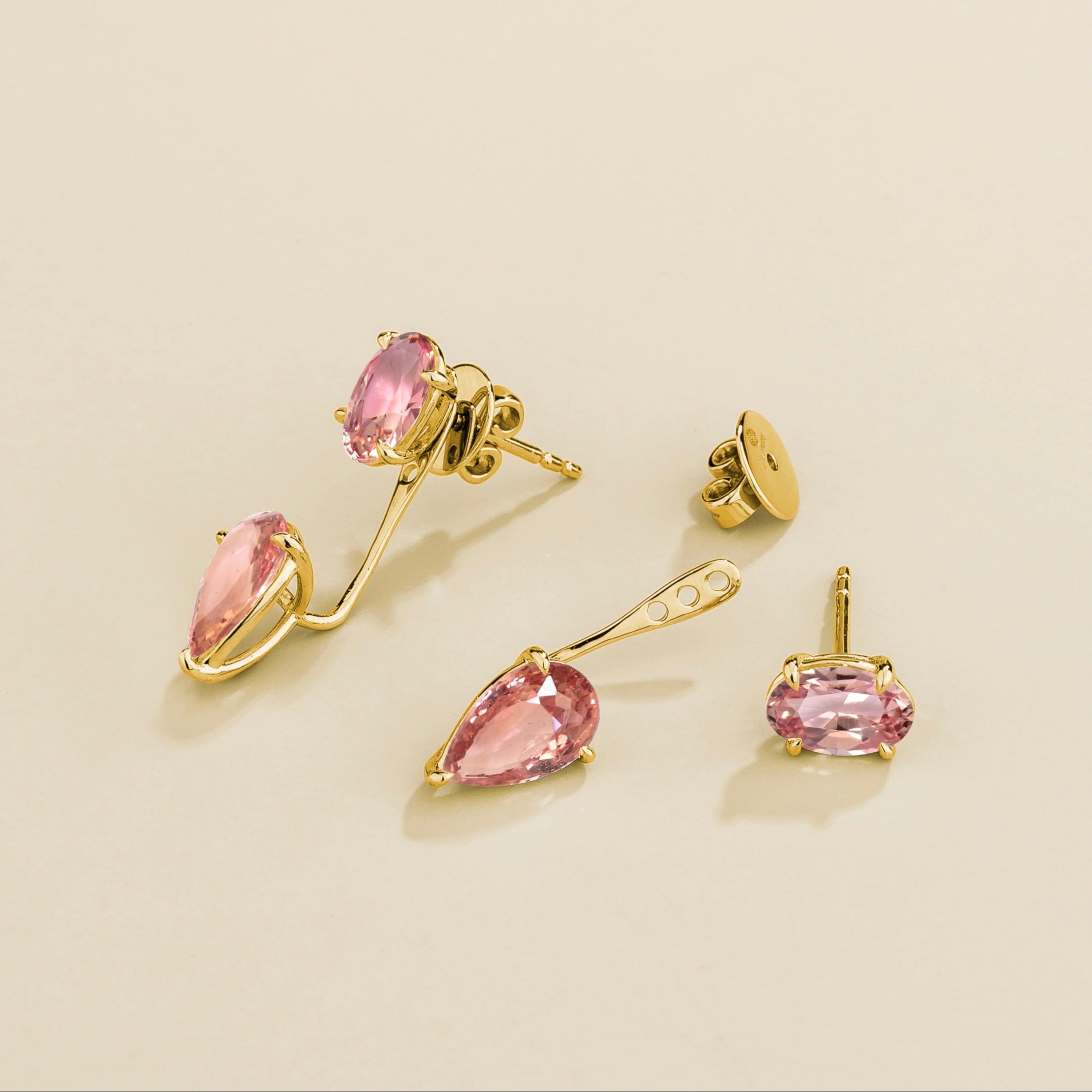 Juli Padparadscha Sapphire Convertible Drop Earrings in Gold