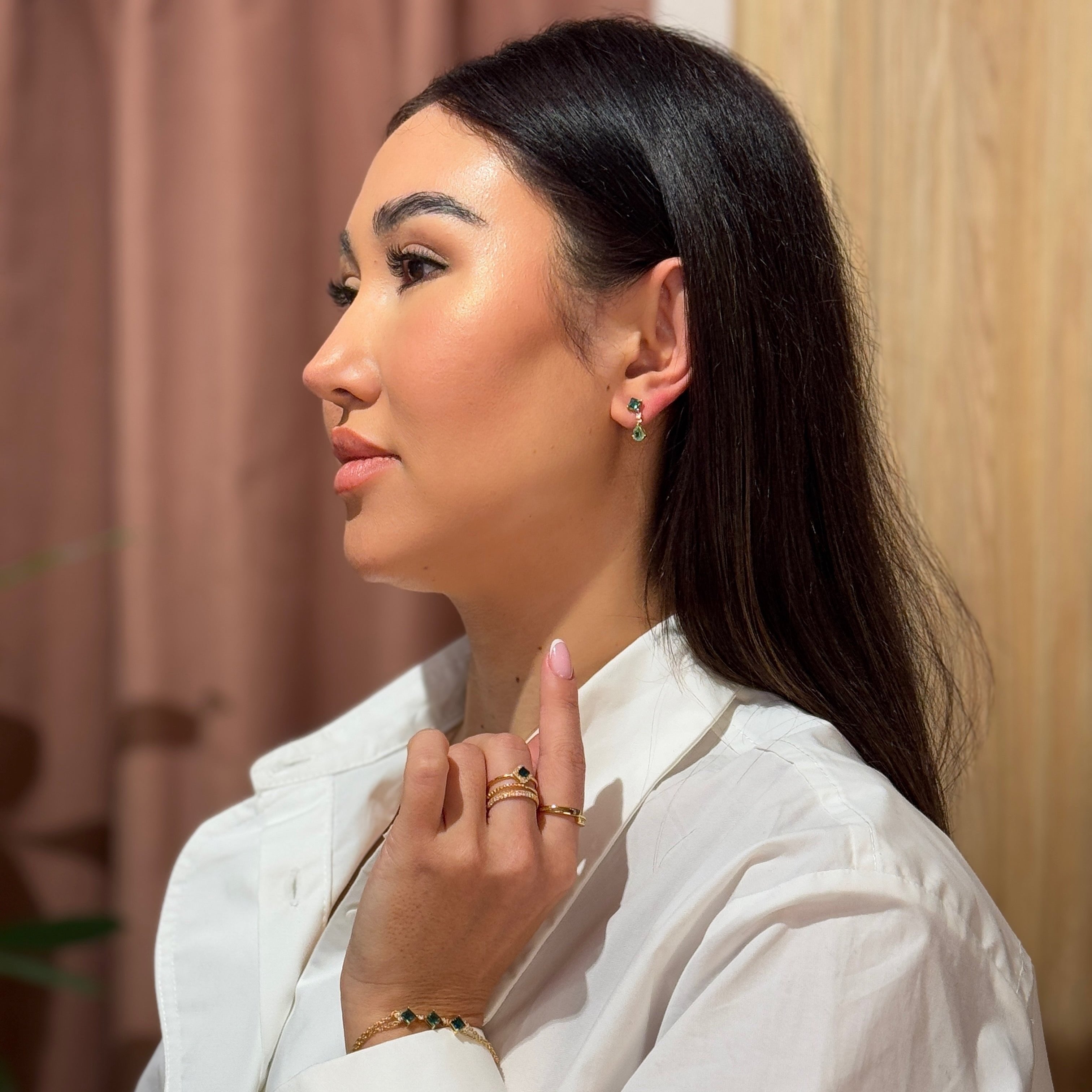 Ori Emerald, Green Sapphire & Diamond Drop Earrings In Gold