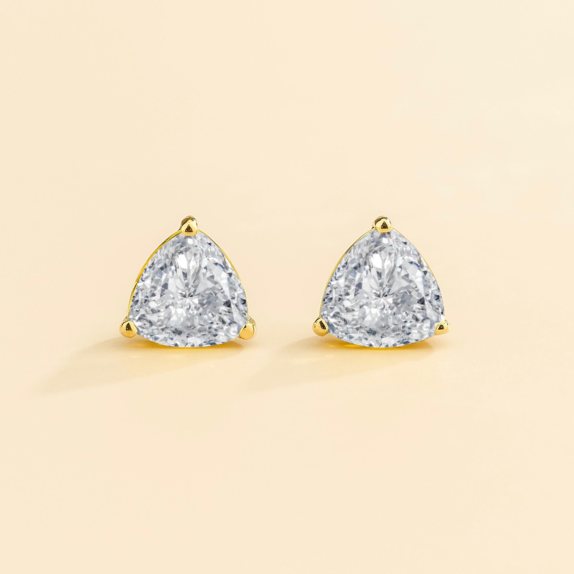 Trillion Diamond Stud Earrings in Gold