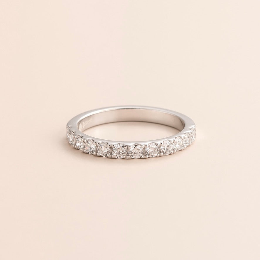 Lab-grown diamond half eternity Salto ring in white gold | Juvetti London