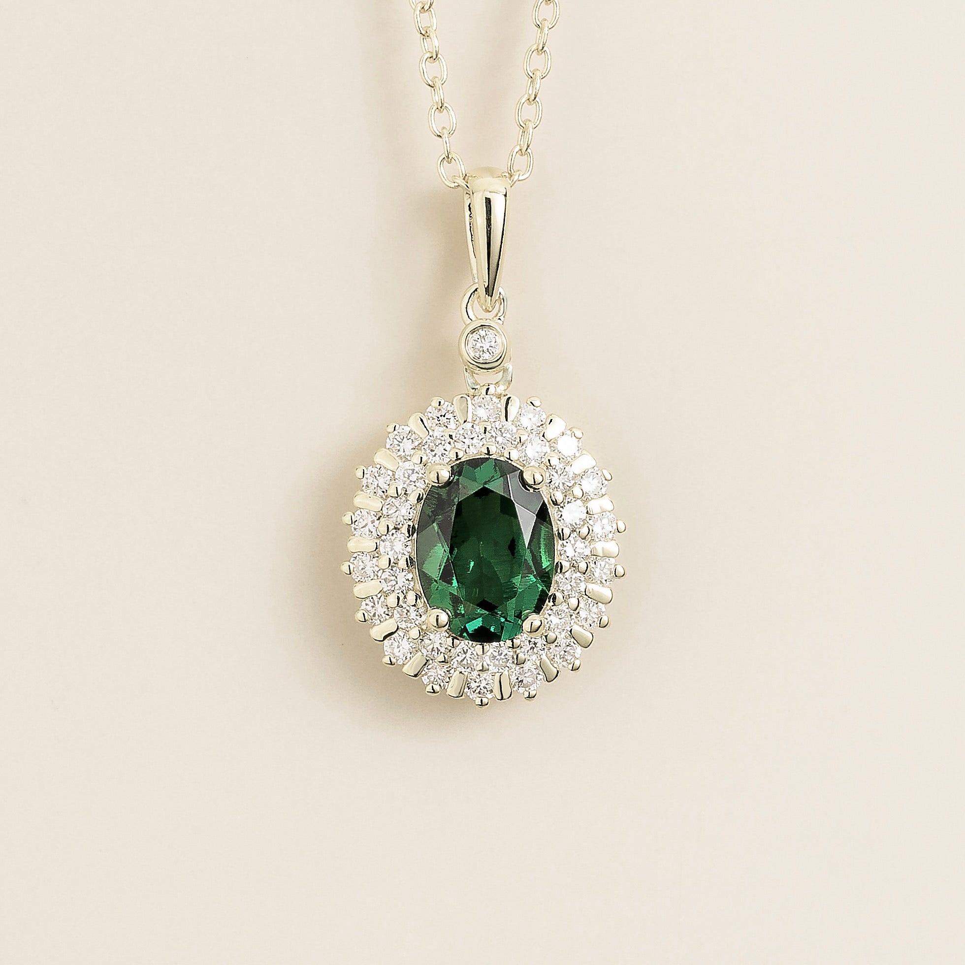 Viva Emerald & Diamond Necklace In White Gold