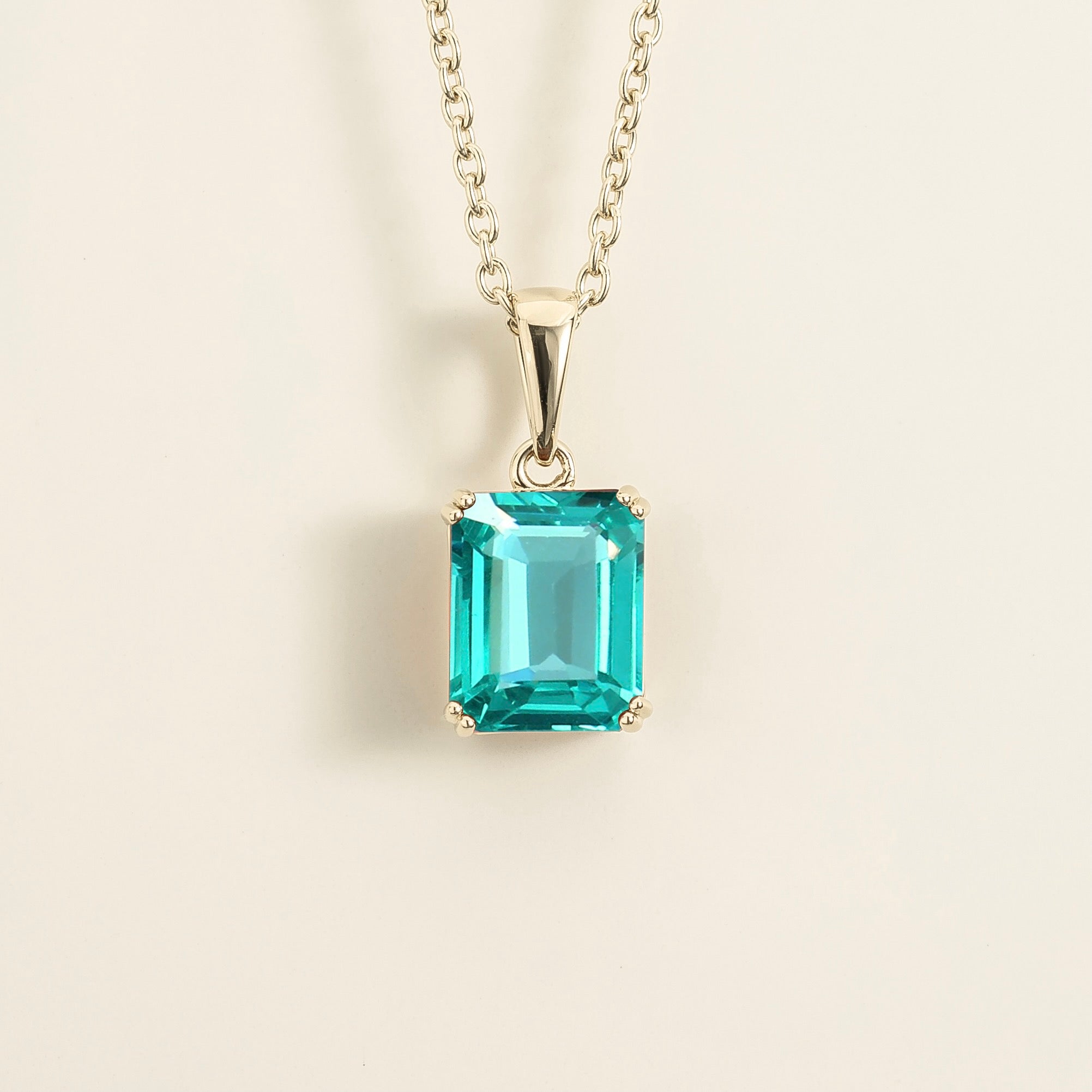 Thamani Paraiba Emerald-Cut Solitaire Pendant Necklace in White Gold