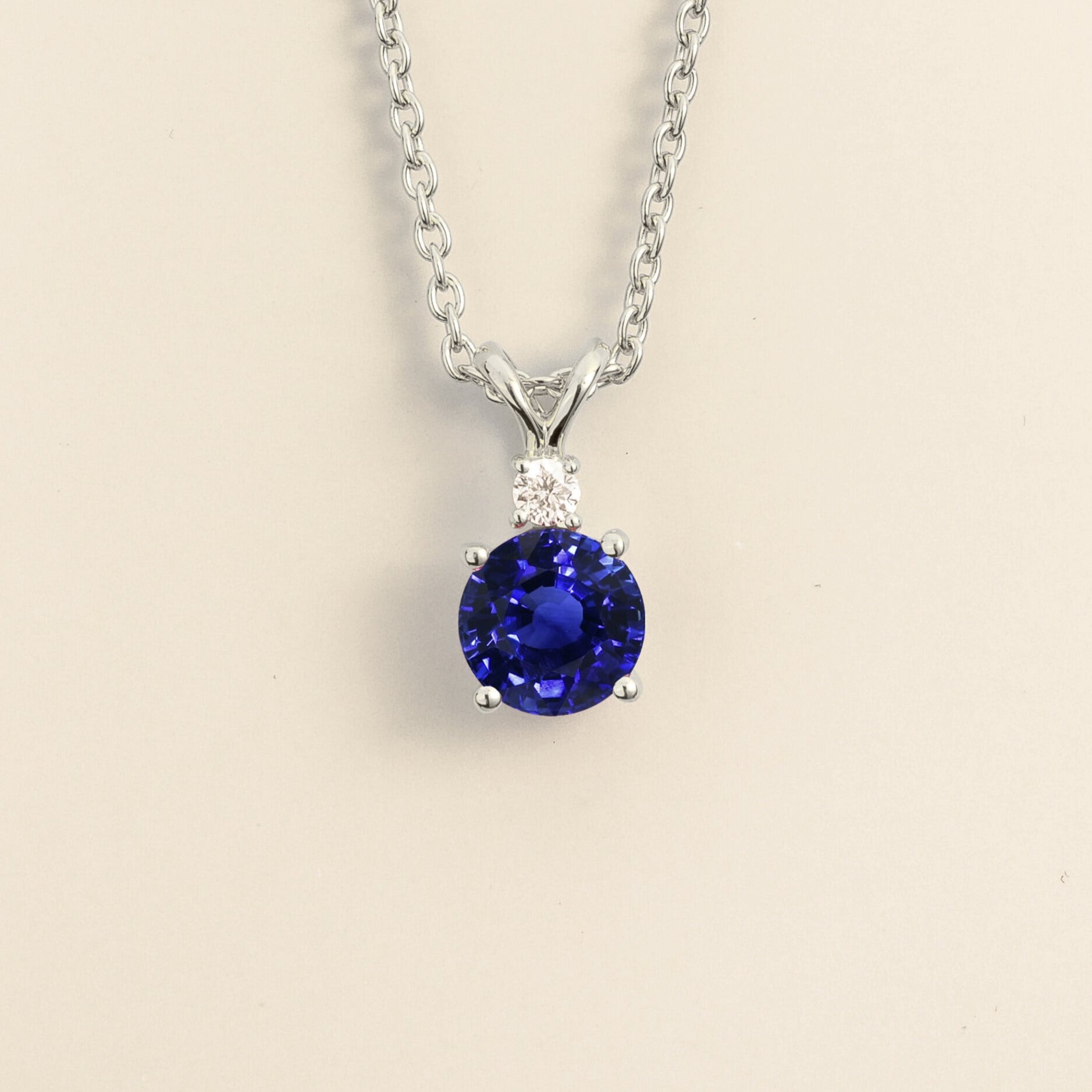 Joie Pendant Necklace in Blue Sapphire & Diamond Set In White Gold