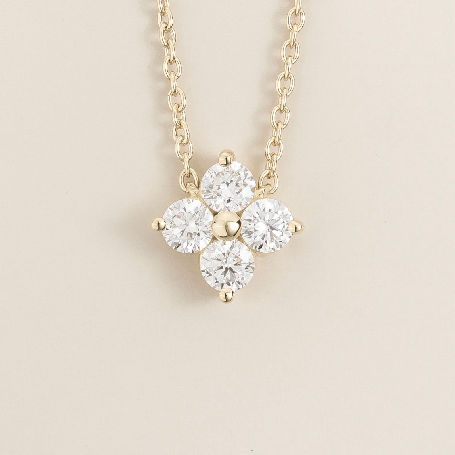 Clover Diamond Necklace In White Gold