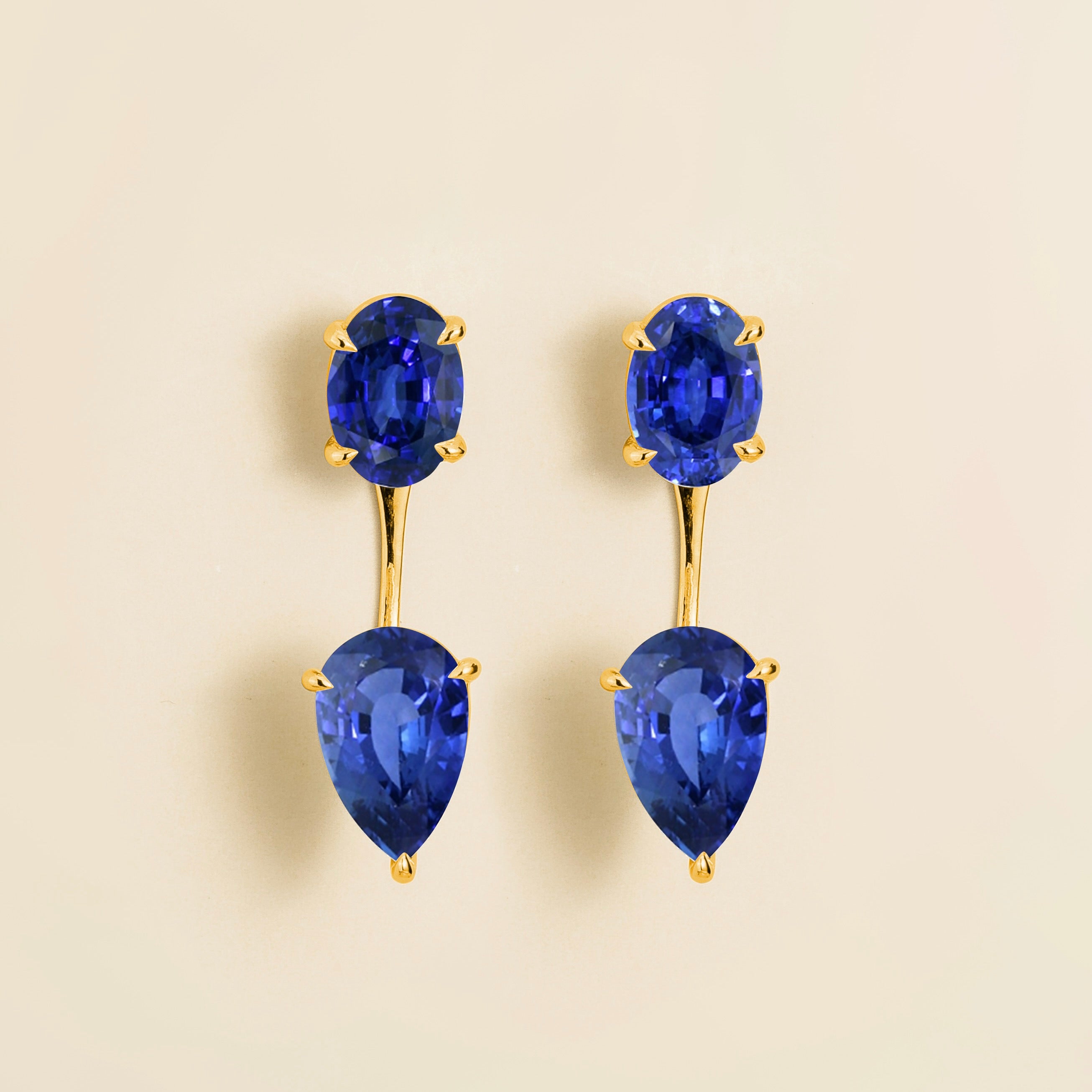 Juli Blue Sapphire Convertible Drop Earrings in Gold