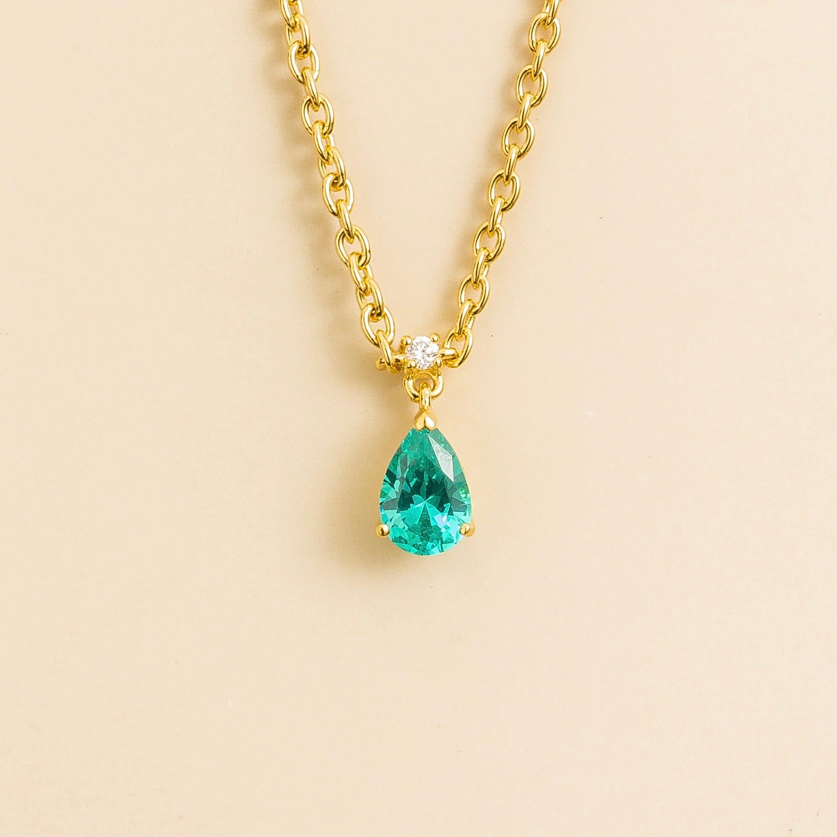 Ori Paraiba Sapphire & Diamond Pear Drop Pendant Necklace In Gold - Small