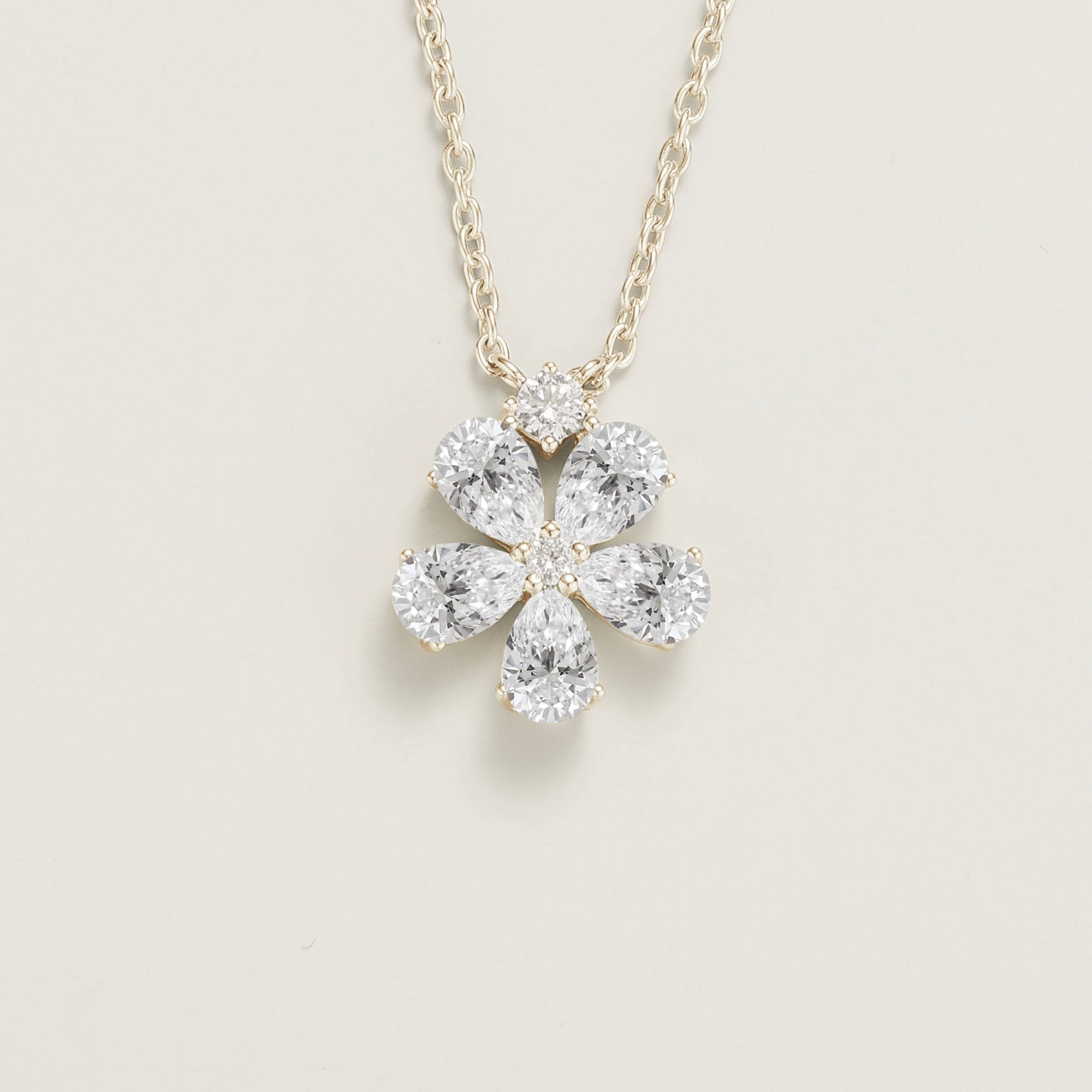 Florea Diamond Flower Pendant Necklace in White Gold