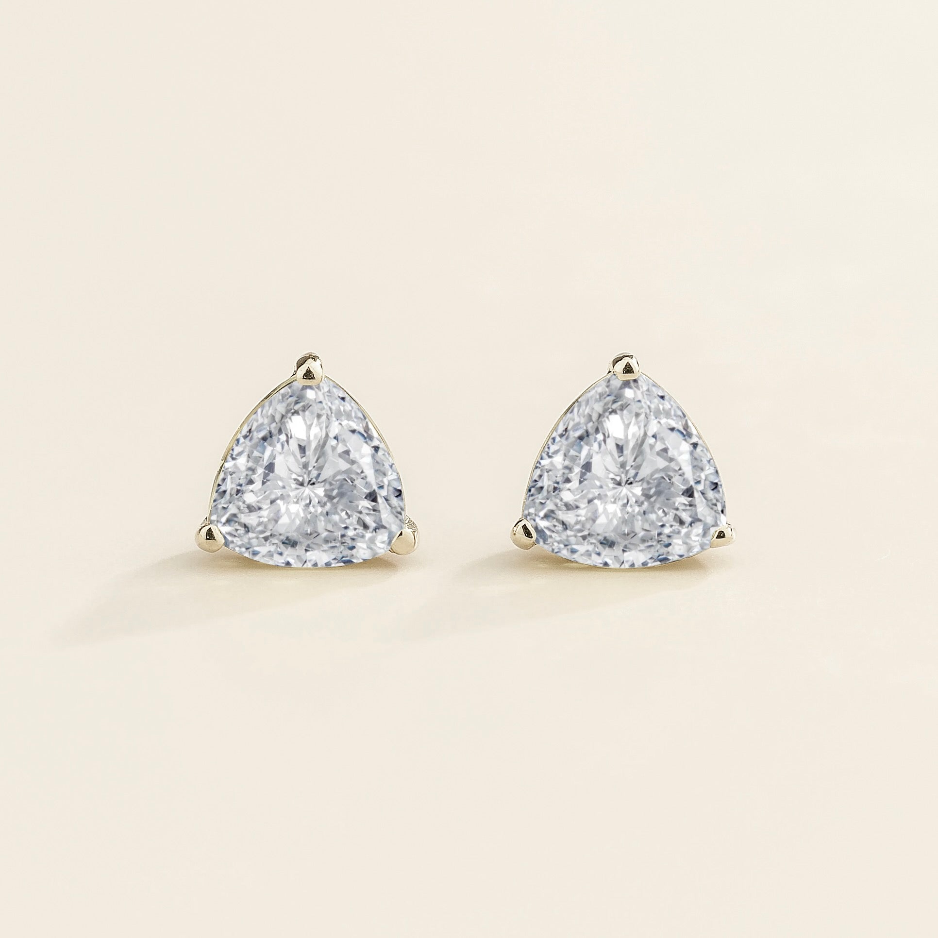 Trillion Diamond Stud Earrings in White Gold