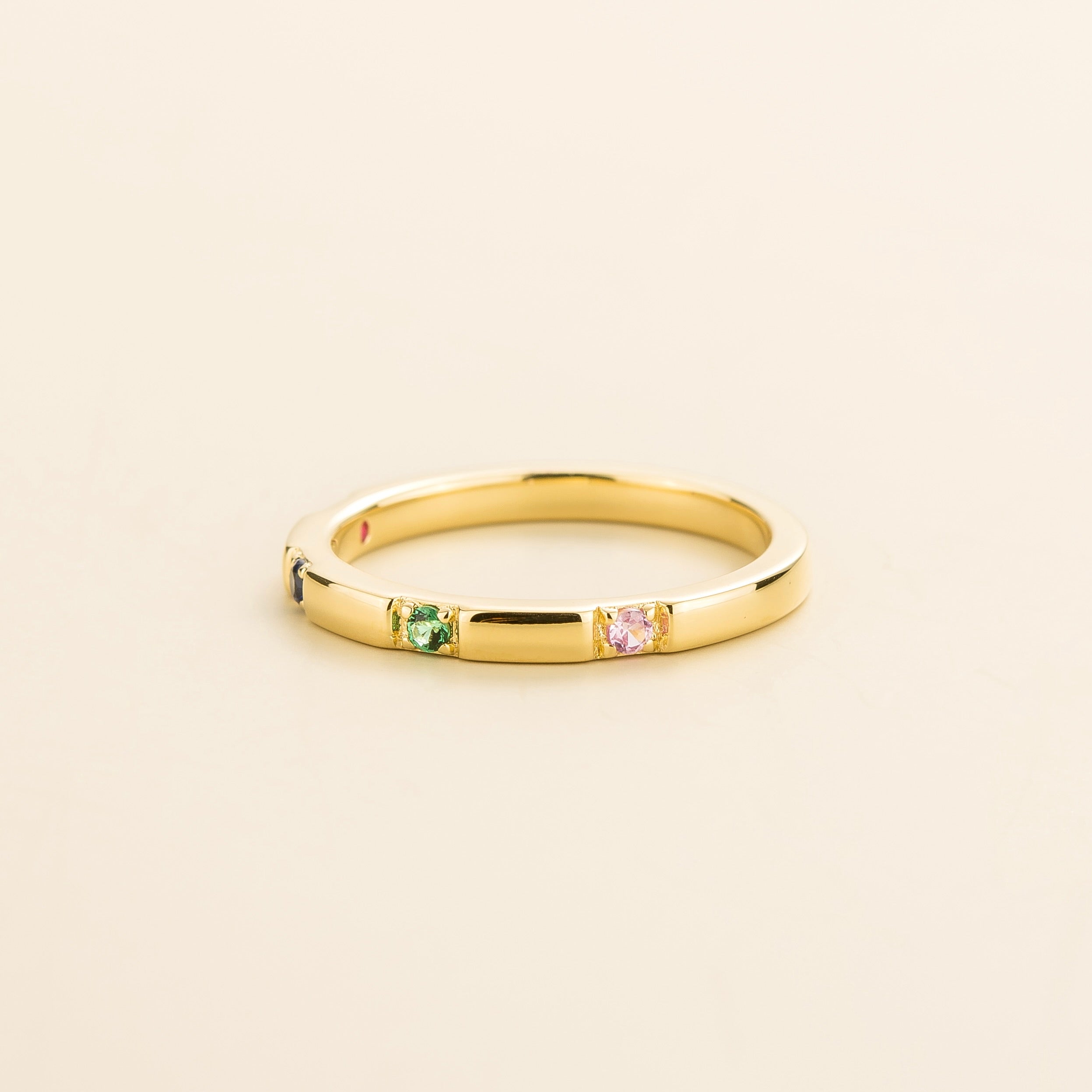 Balans Ruby, Blue Sapphire, Emerald & Pink Sapphire Station Band Ring In Gold
