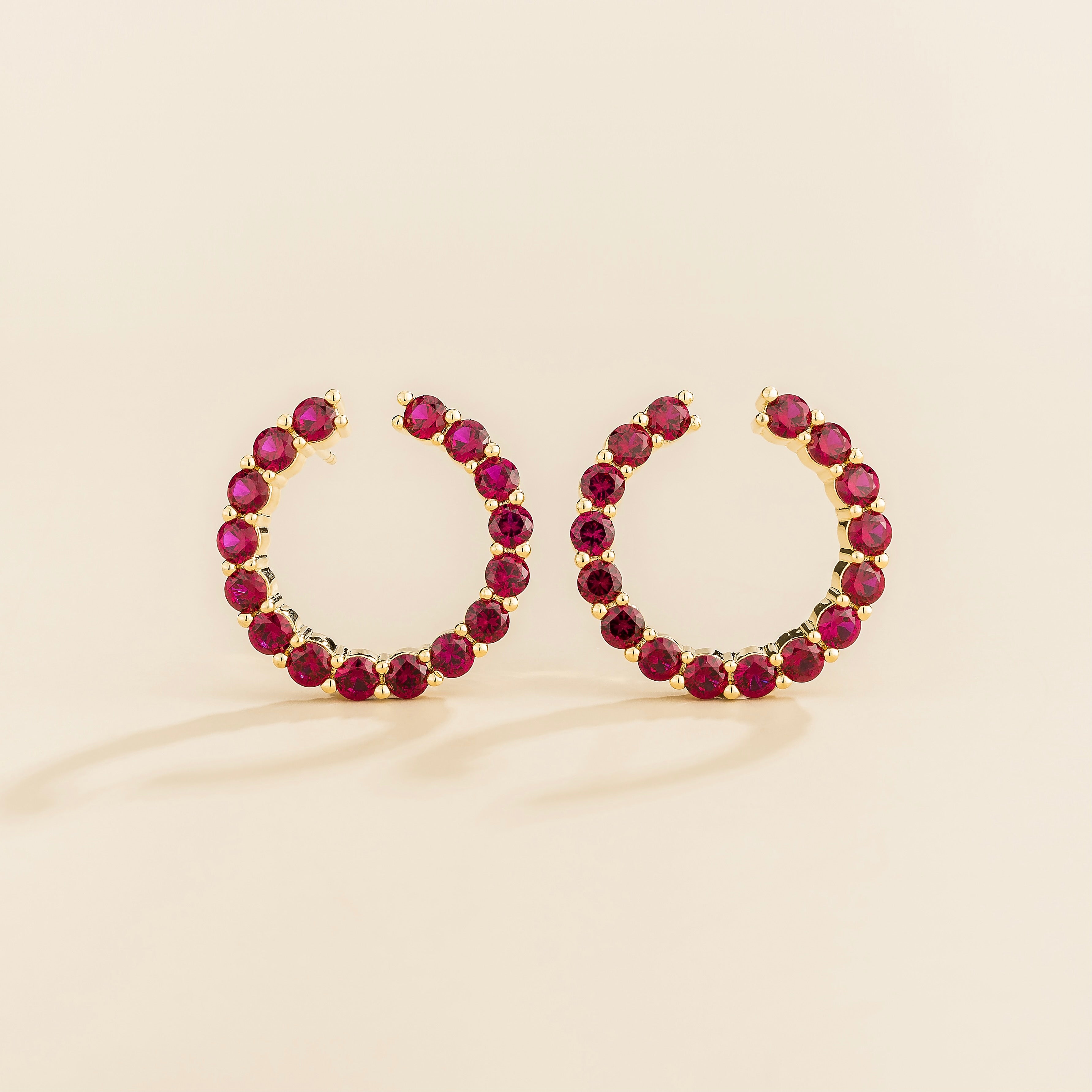 Kom Ruby Hoop Earrings In Gold