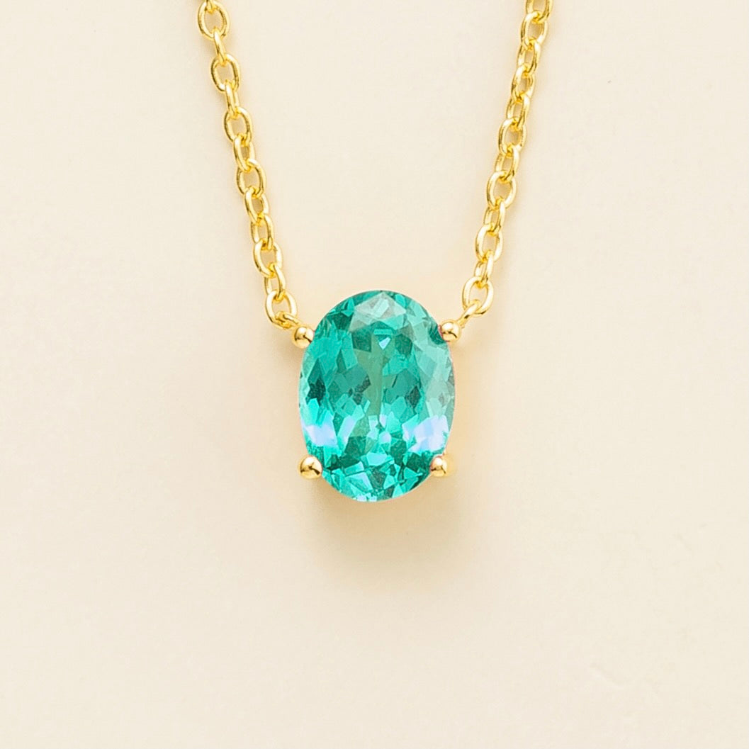 Ovo Paraiba Oval Solitaire Pendant Necklace in Gold