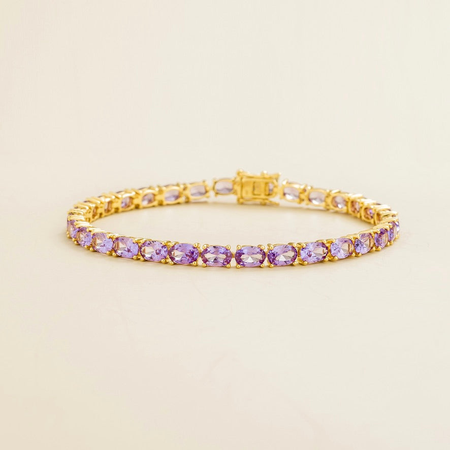 Salto Purple Sapphire Oval Tennis Bracelet in Gold