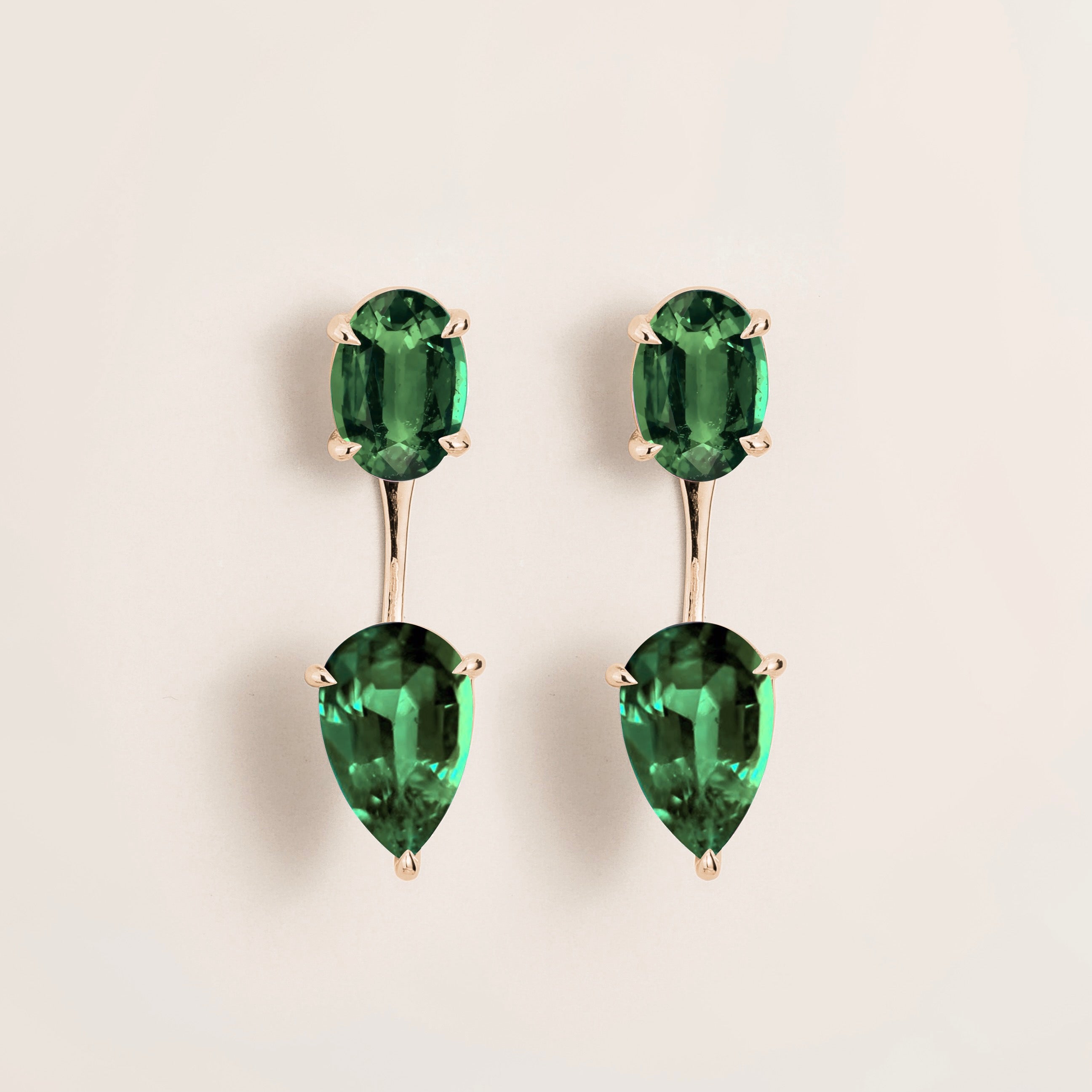 Juli Emerald Convertible Drop Earrings in White Gold