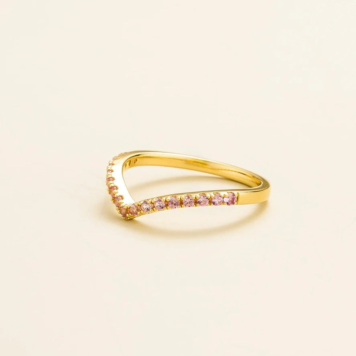 Pink Sapphire Chevron Ring in Gold