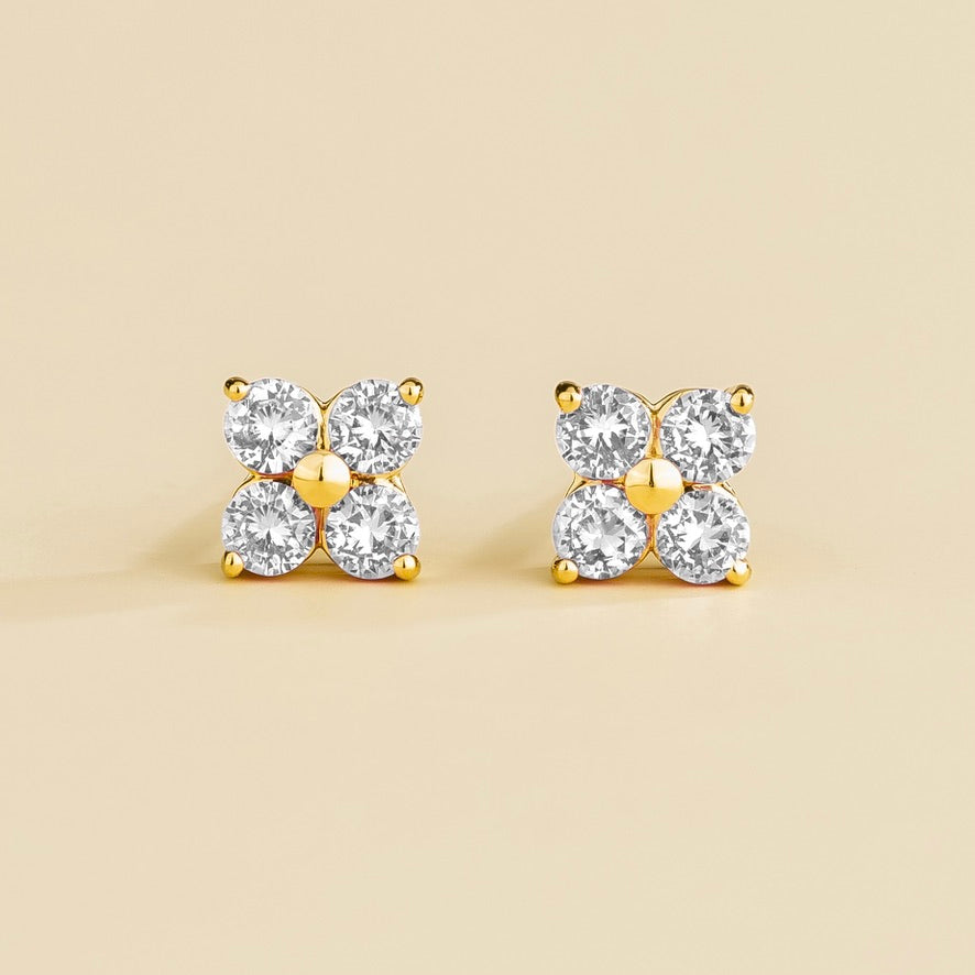 Clover Diamond Earrings In Gold