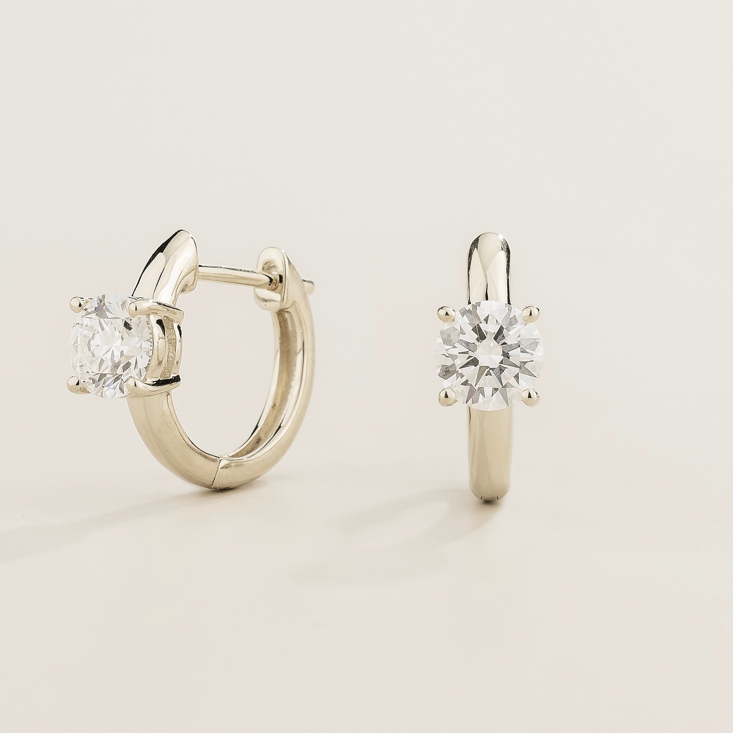 Dana Diamond Huggie Hoop Earrings In White Gold