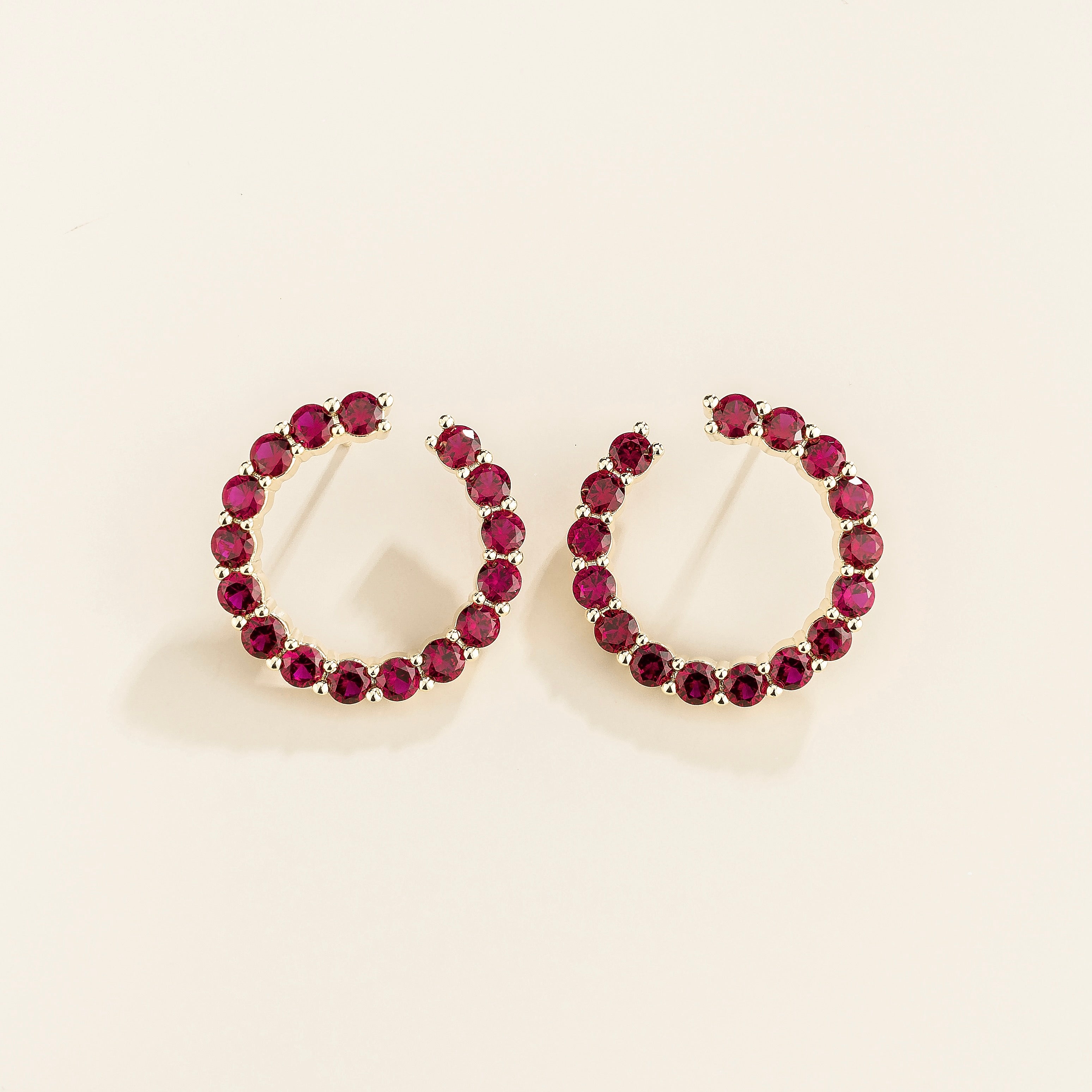 Kom Ruby Hoop Earrings In White Gold