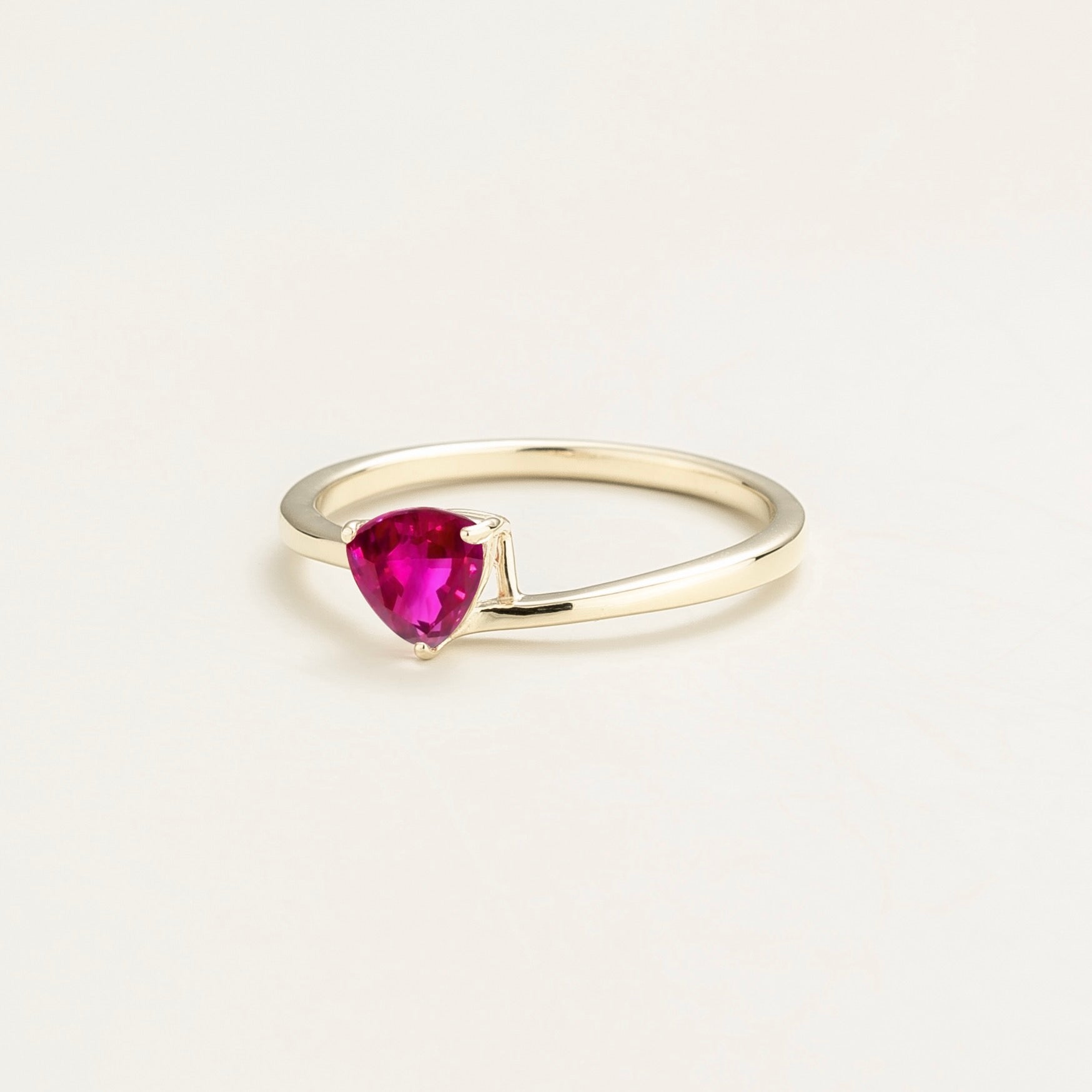 Trillion Vivid Pink Sapphire Solitaire Ring in White Gold