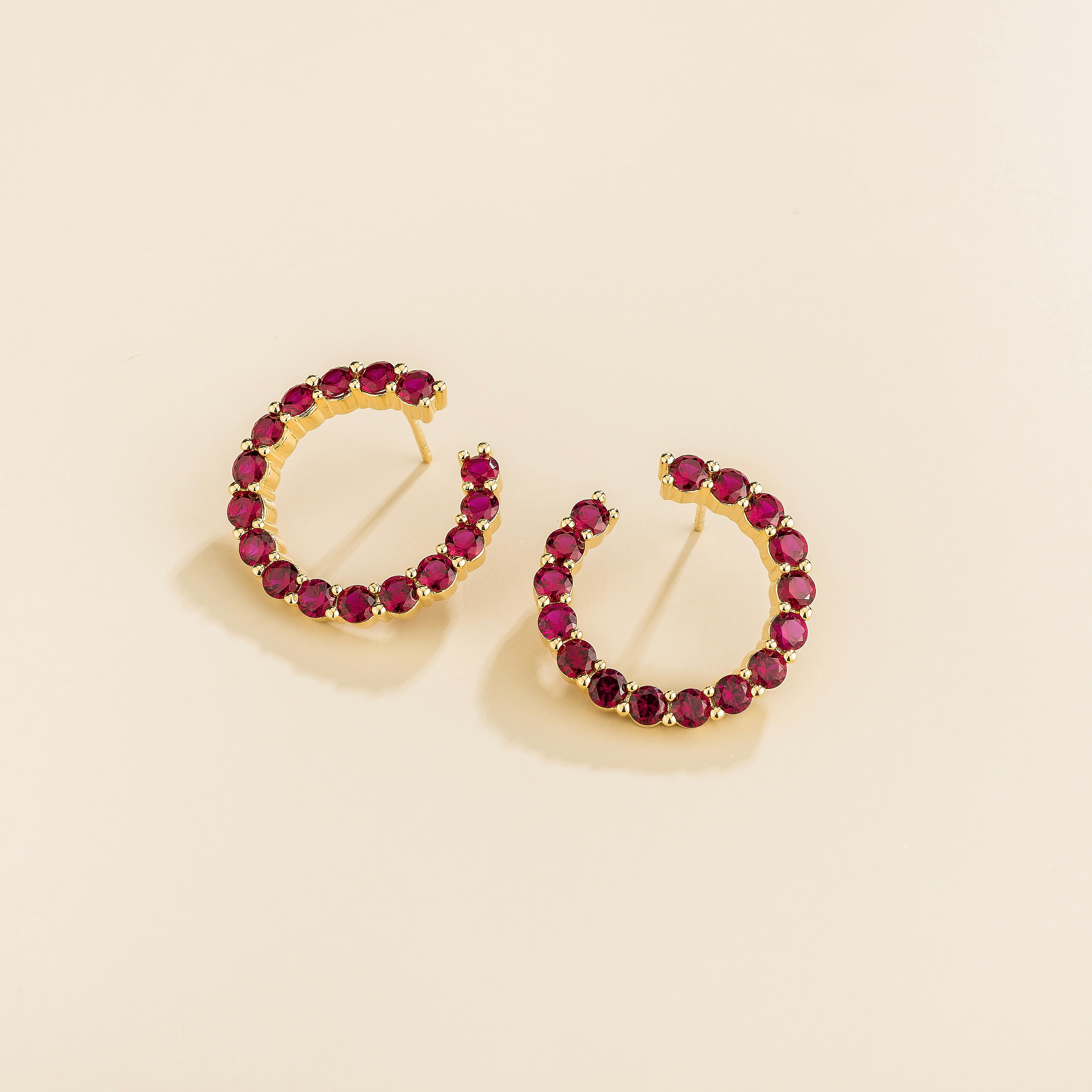 Kom Ruby Hoop Earrings In Gold