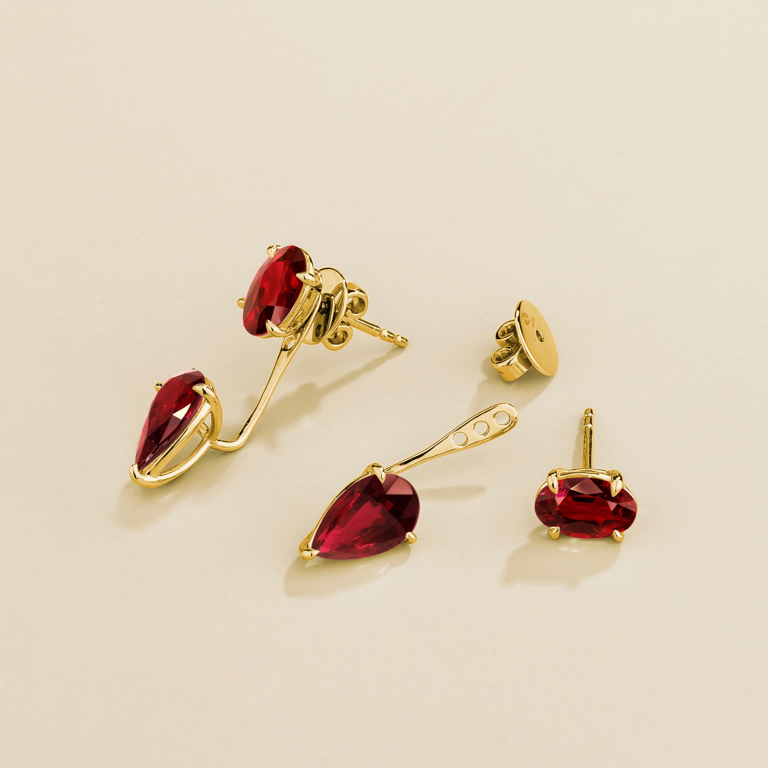 Juli Ruby Convertible Drop Earrings in Gold