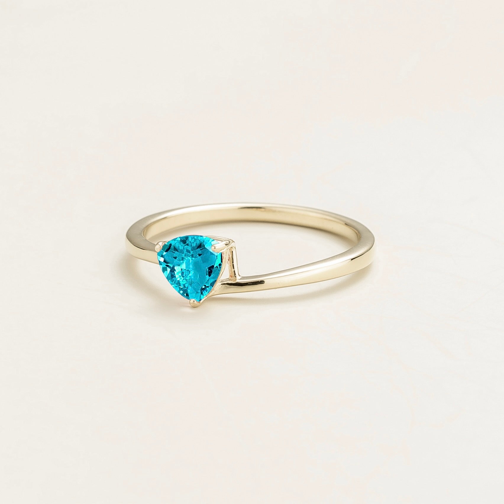 Trillion Paraiba Solitaire Ring in White Gold