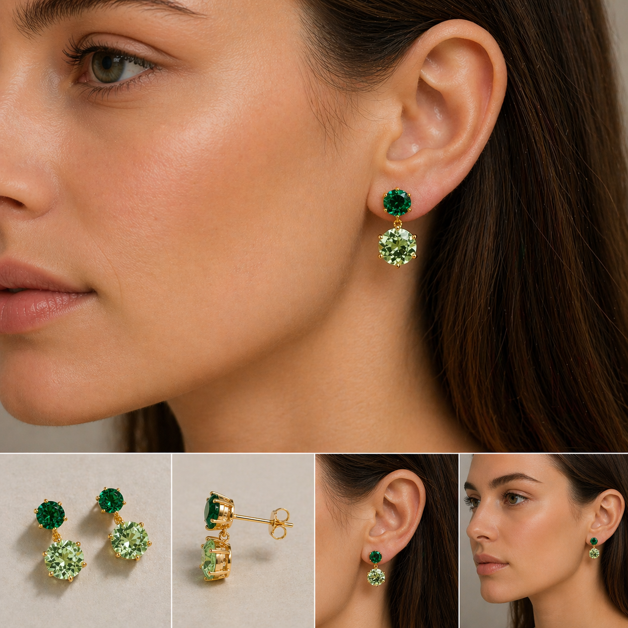 Aeter Round Emerald & Green Sapphire Drop Earrings In Gold