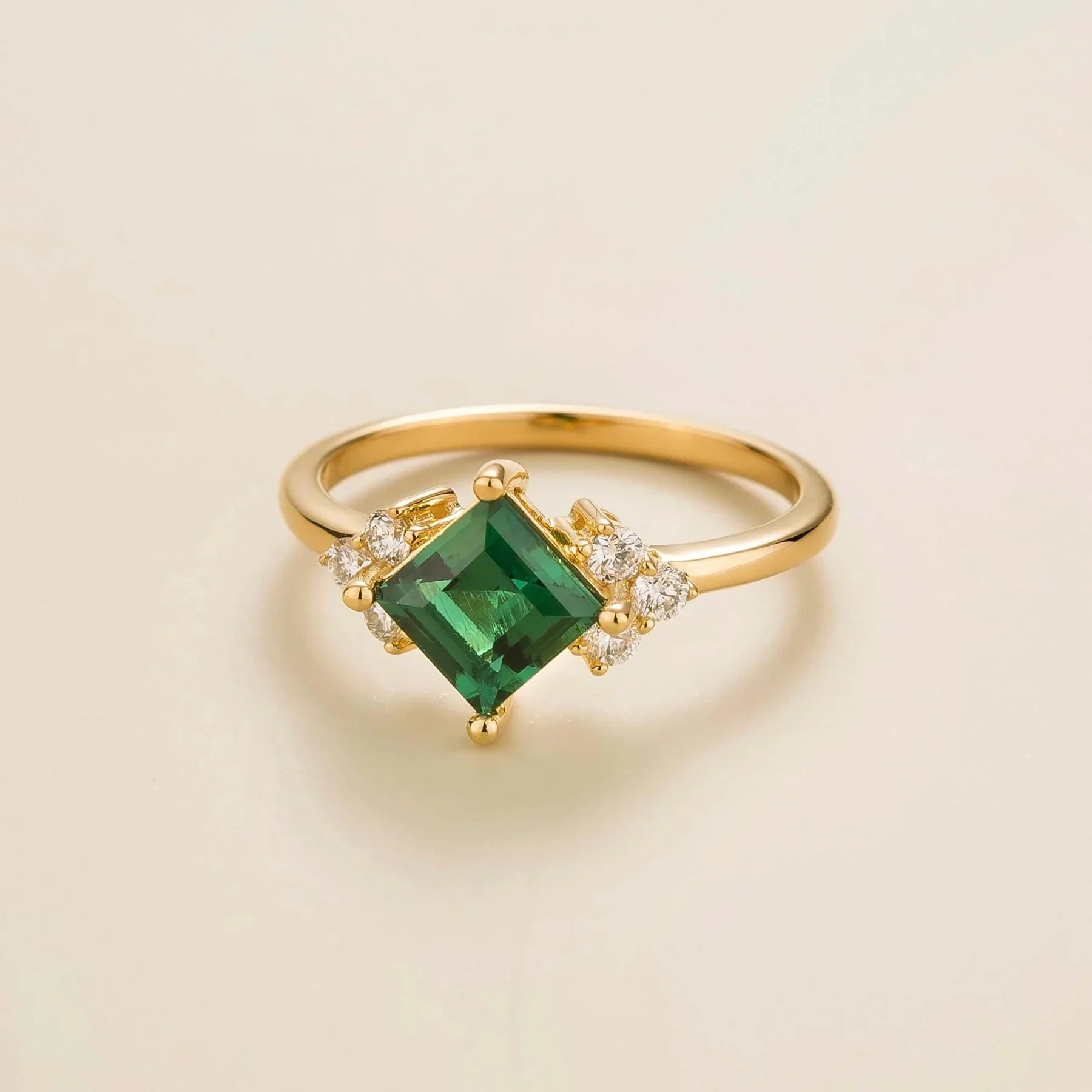 Amore Emerald Princess-Cut & Diamond Ring in Gold