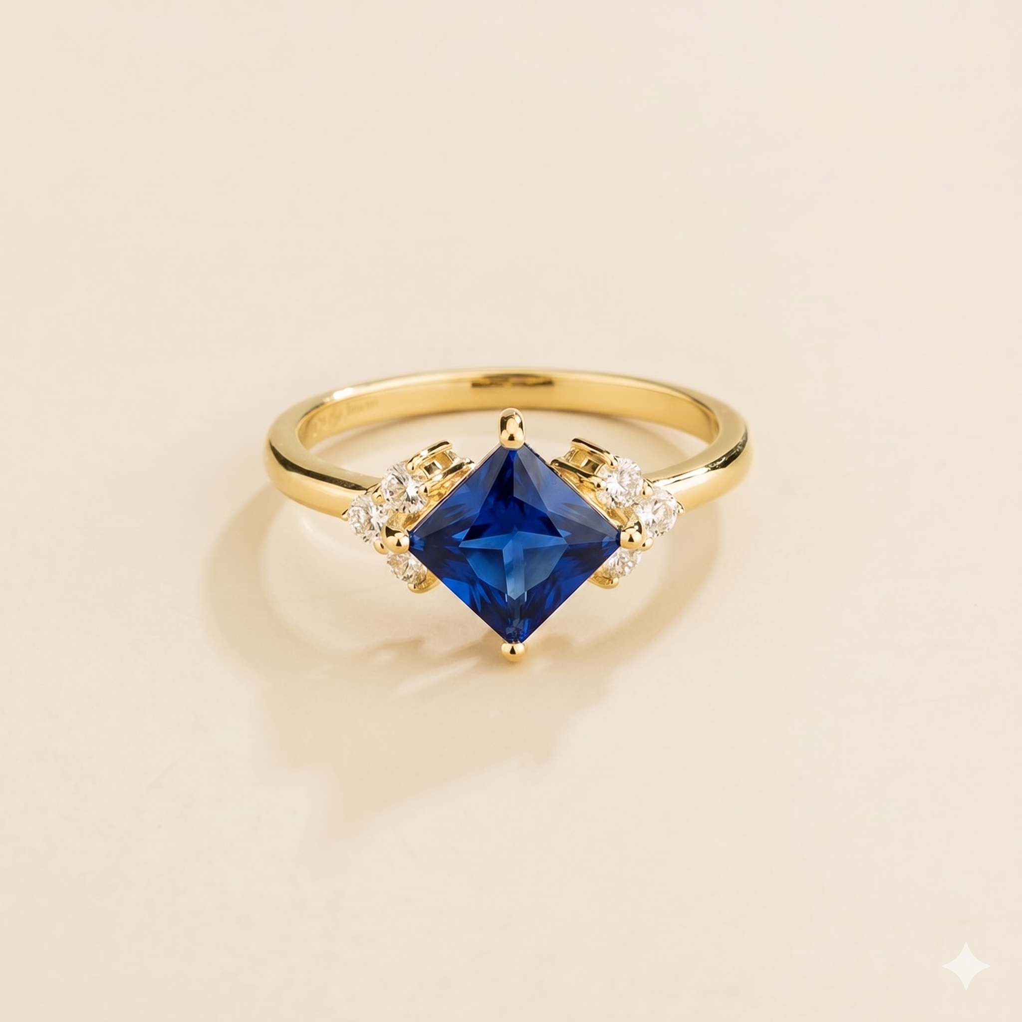 Amore Blue Sapphire Princess-Cut & Diamond Ring in Gold
