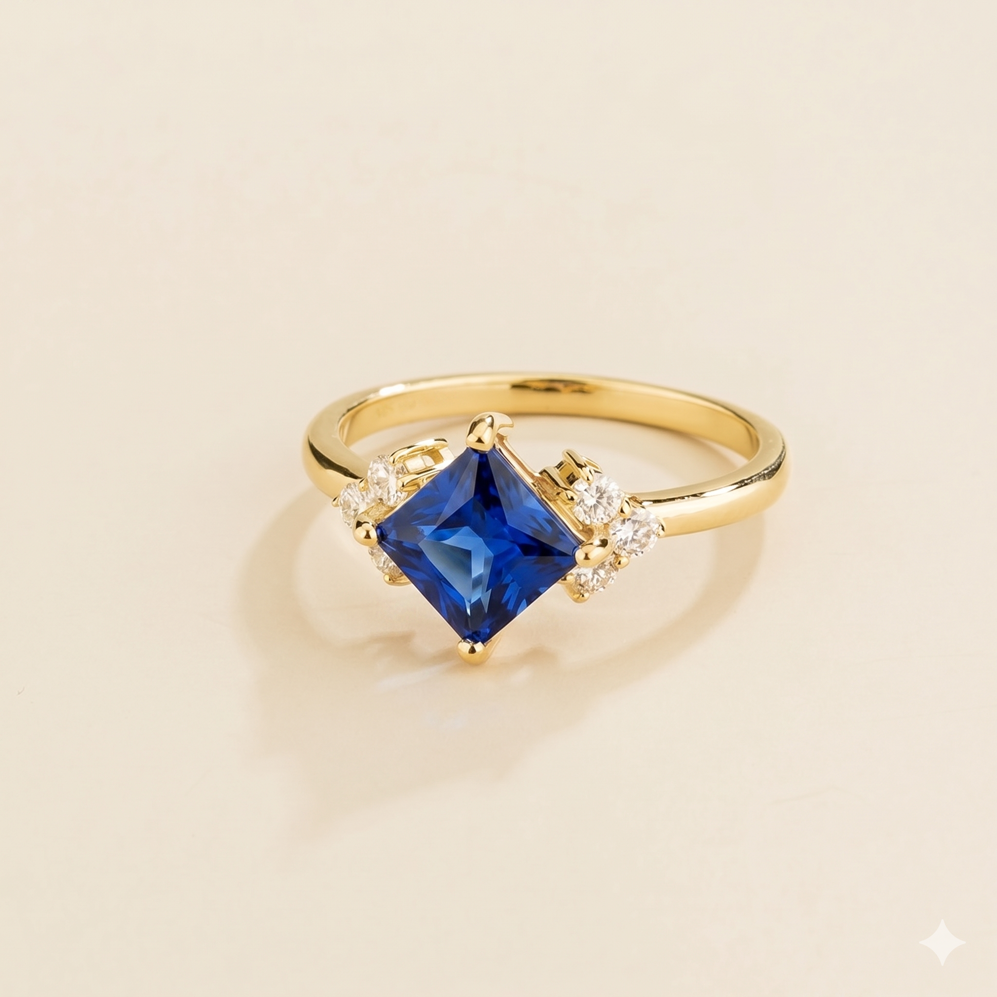 Amore Blue Sapphire Princess-Cut & Diamond Ring in Gold
