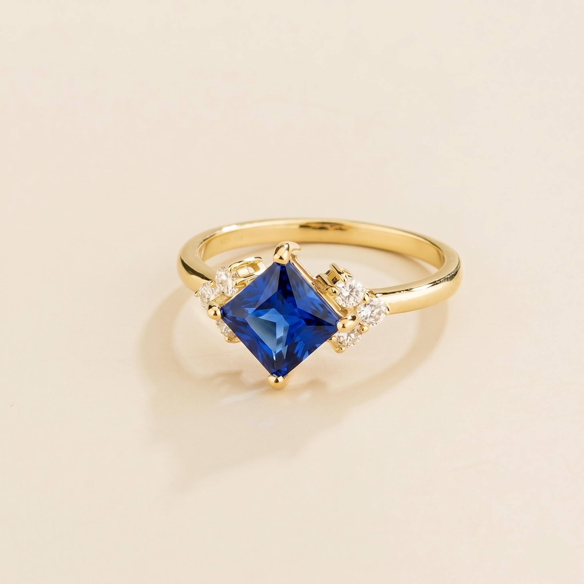 Amore Blue Sapphire Princess-Cut & Diamond Ring in Gold