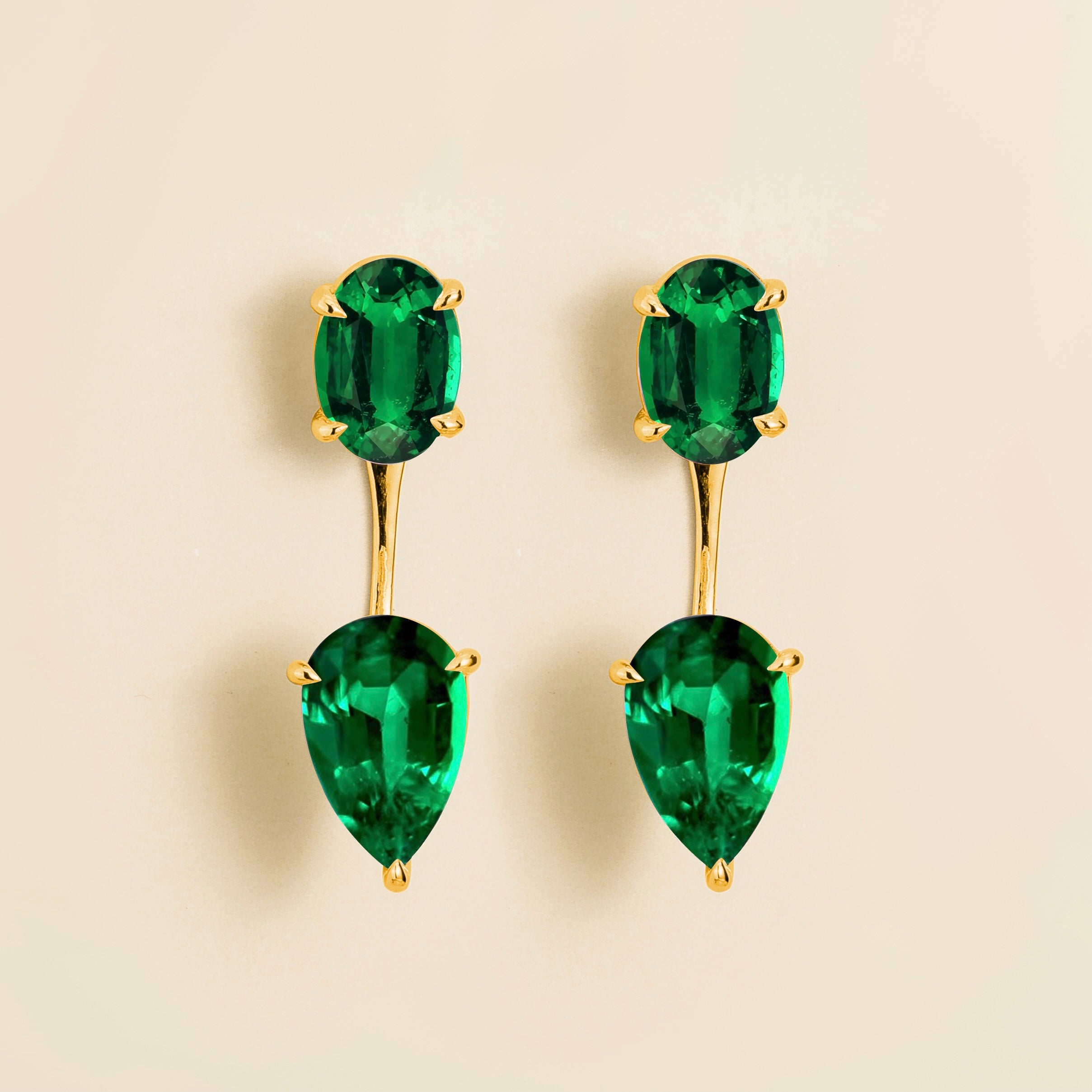 Juli Emerald Convertible Drop Earrings in Gold
