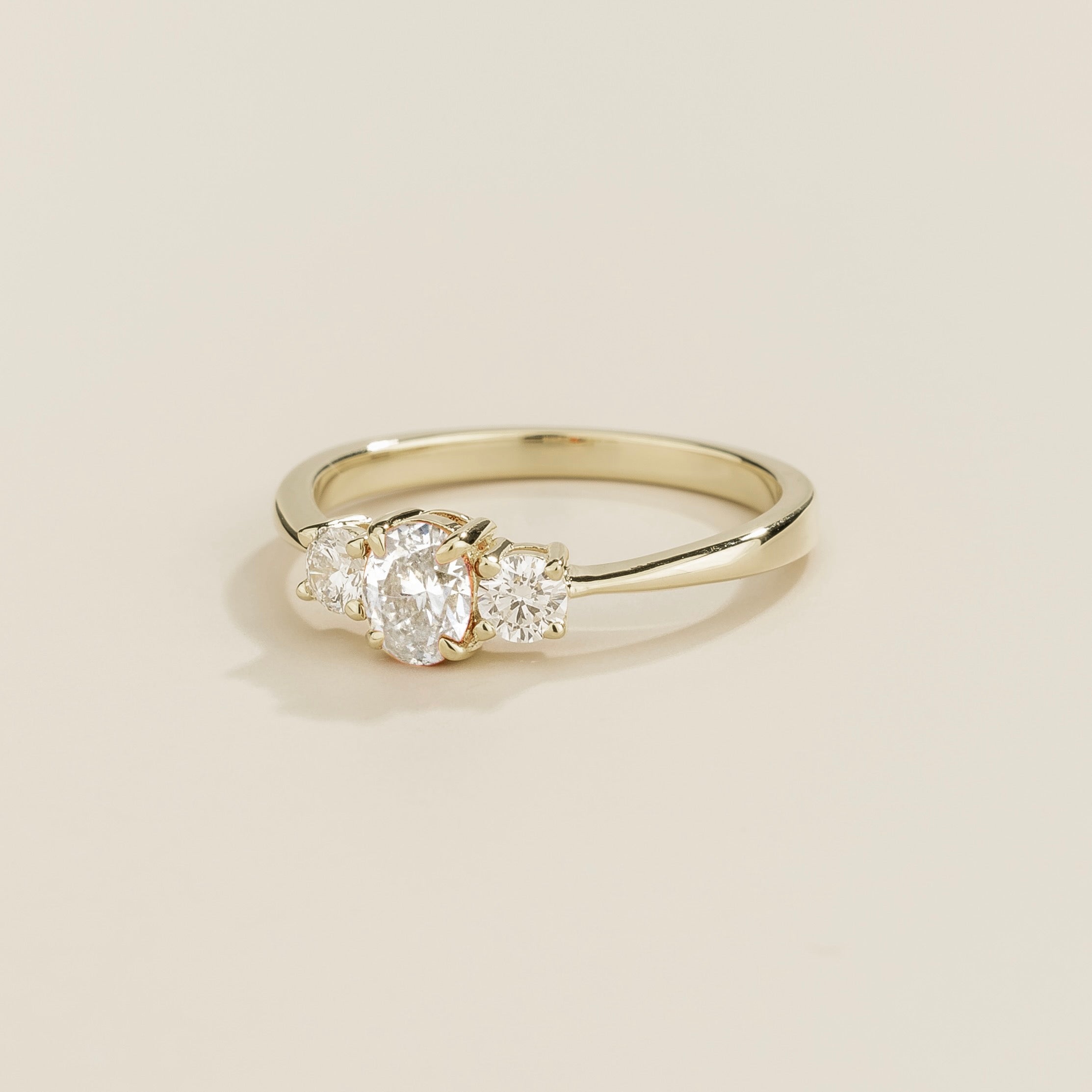Boble Diamond Oval Three-Stone Ring in White Gold