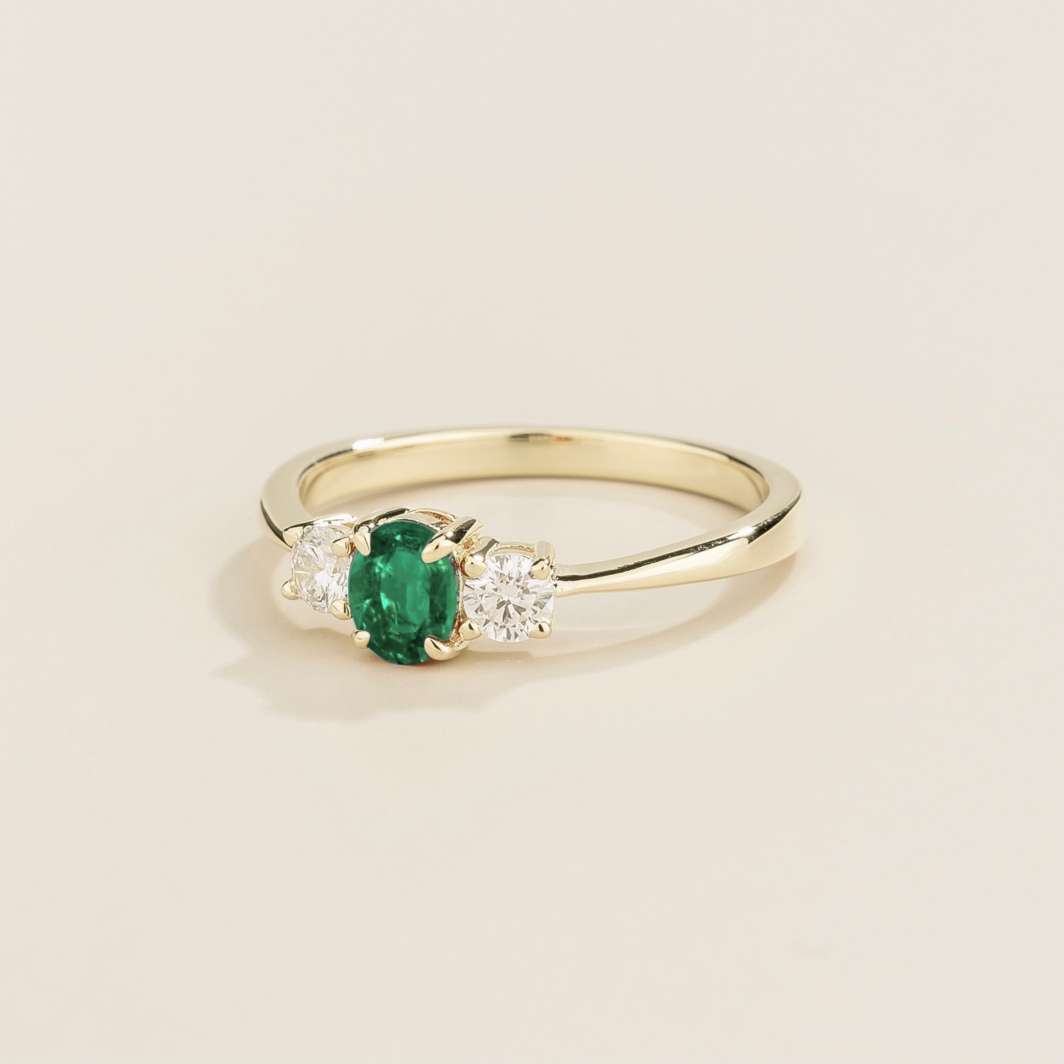 Boble White Gold Ring Set With Emerald And Diamonds in London by Juvetti