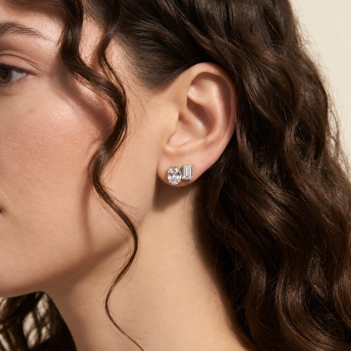 Buchon Diamond Two-Stone Earrings in Gold