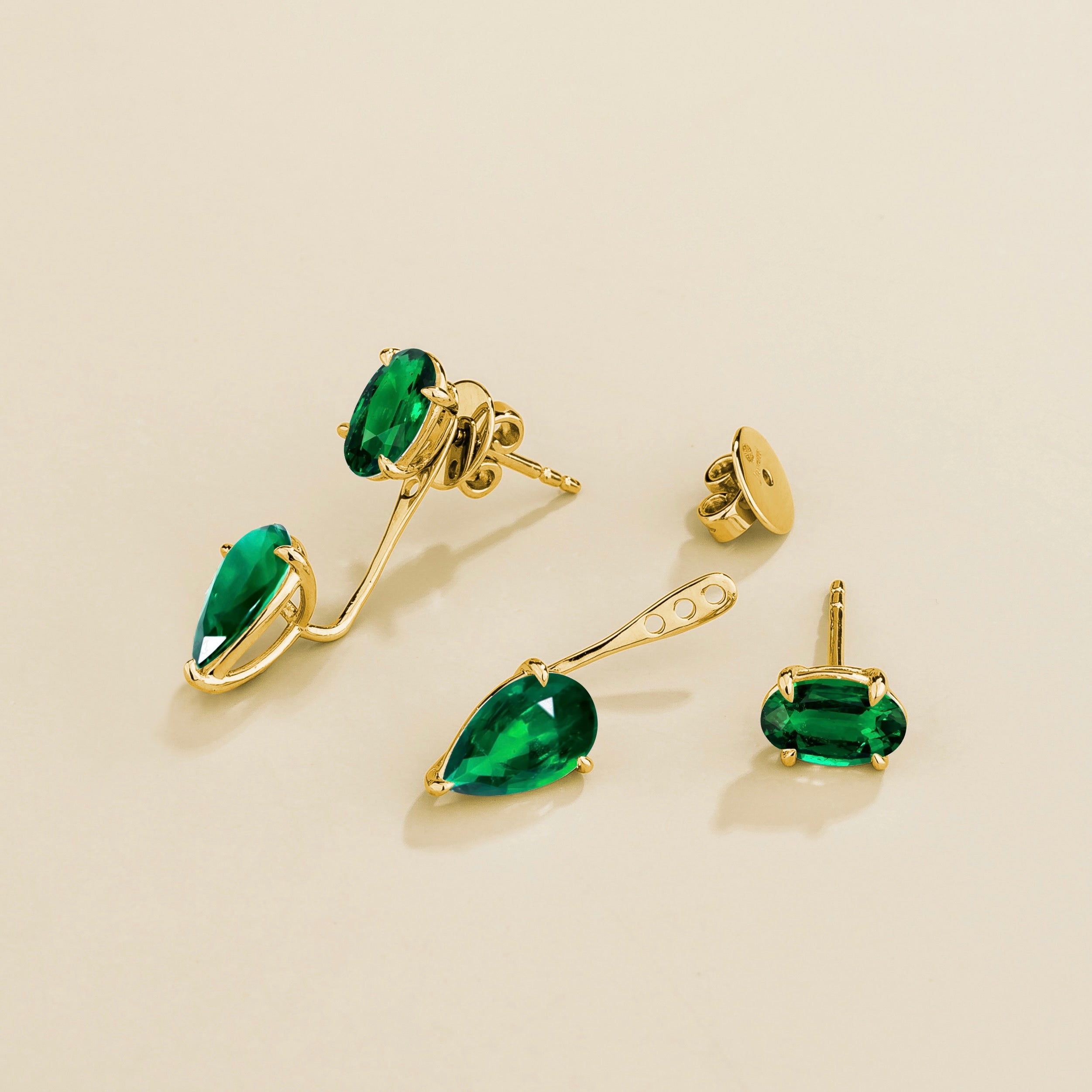 Juli Emerald Convertible Drop Earrings in Gold