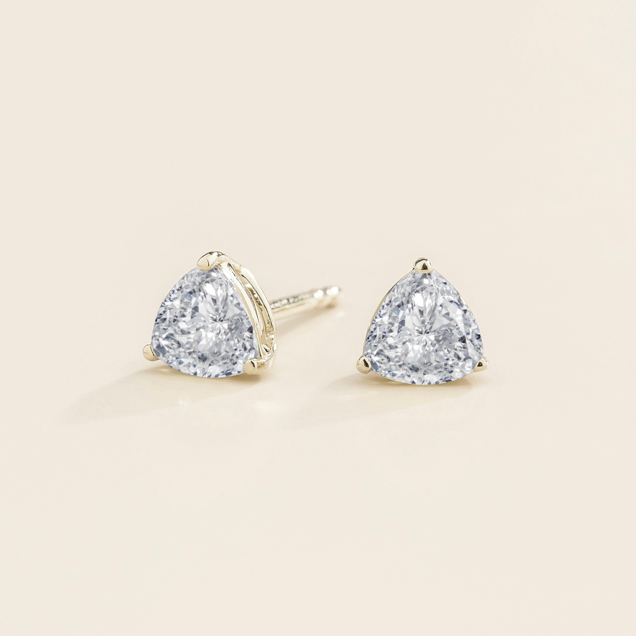 Trillion Diamond Stud Earrings in White Gold