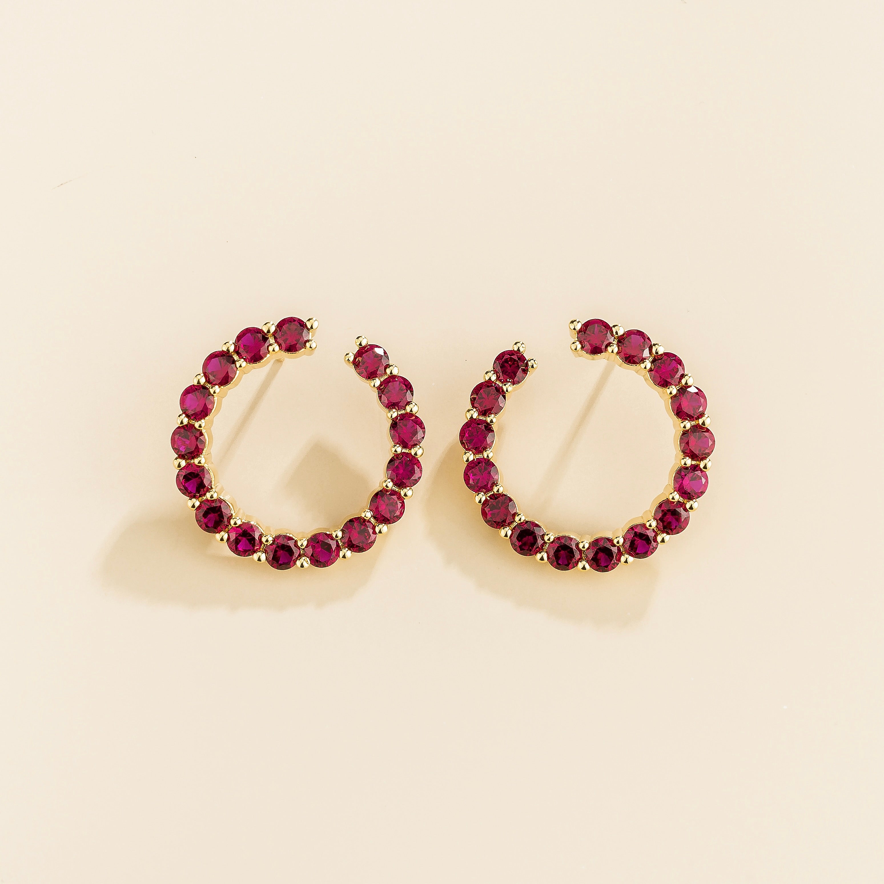 Kom Ruby Hoop Earrings In Gold